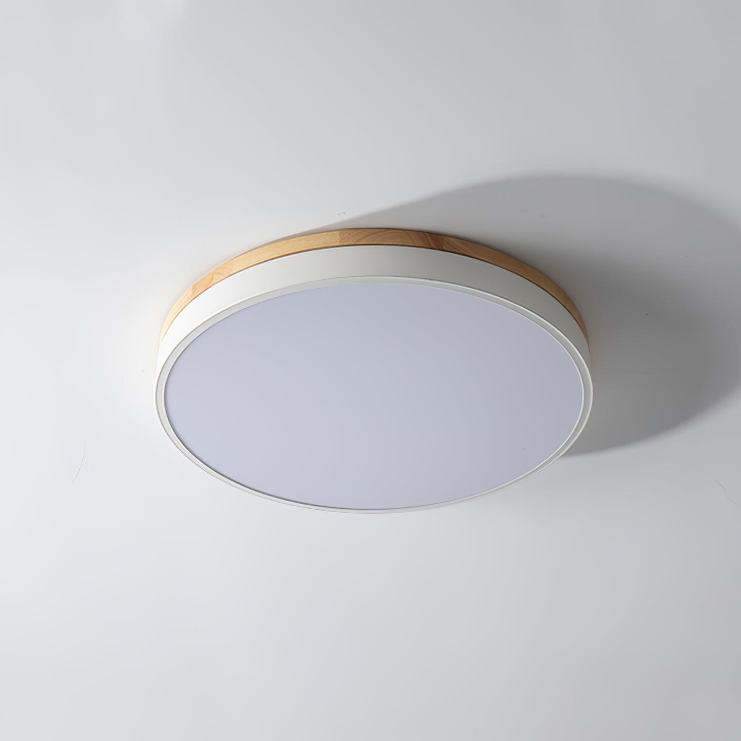 Solara Plafonnier Blanc Ronde avec Bois