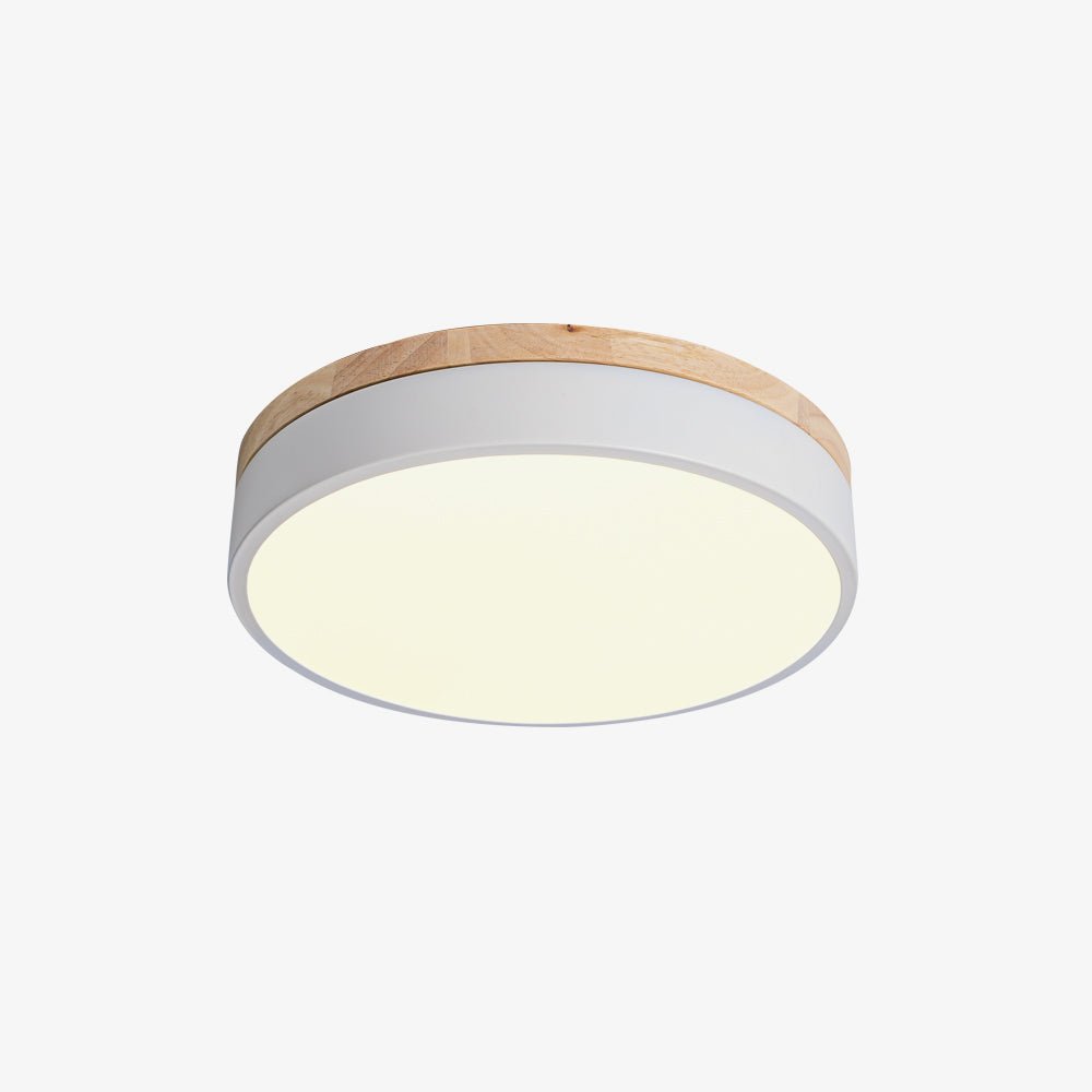 Solara Plafonnier Blanc Ronde avec Bois