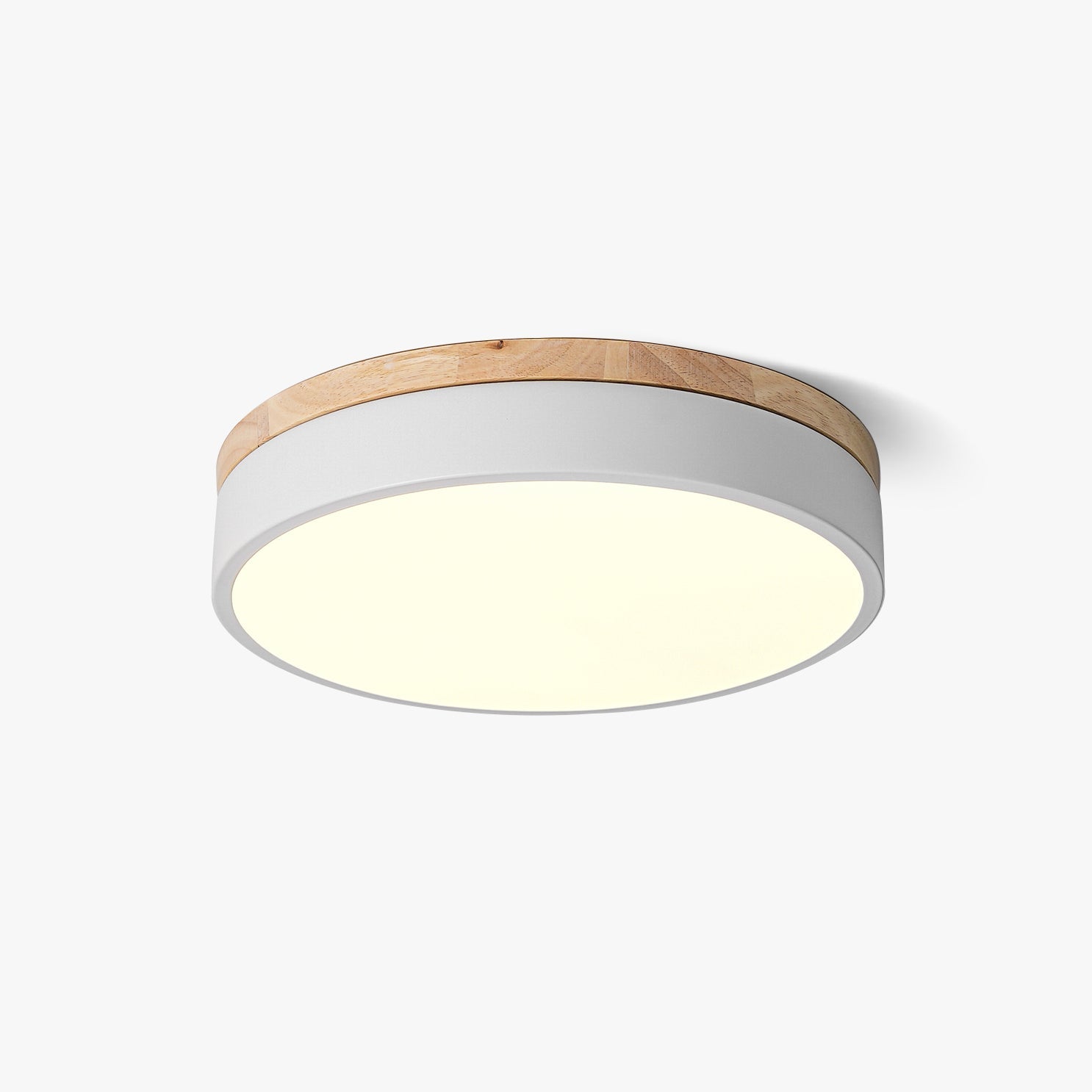 Solara Plafonnier Blanc Ronde avec Bois