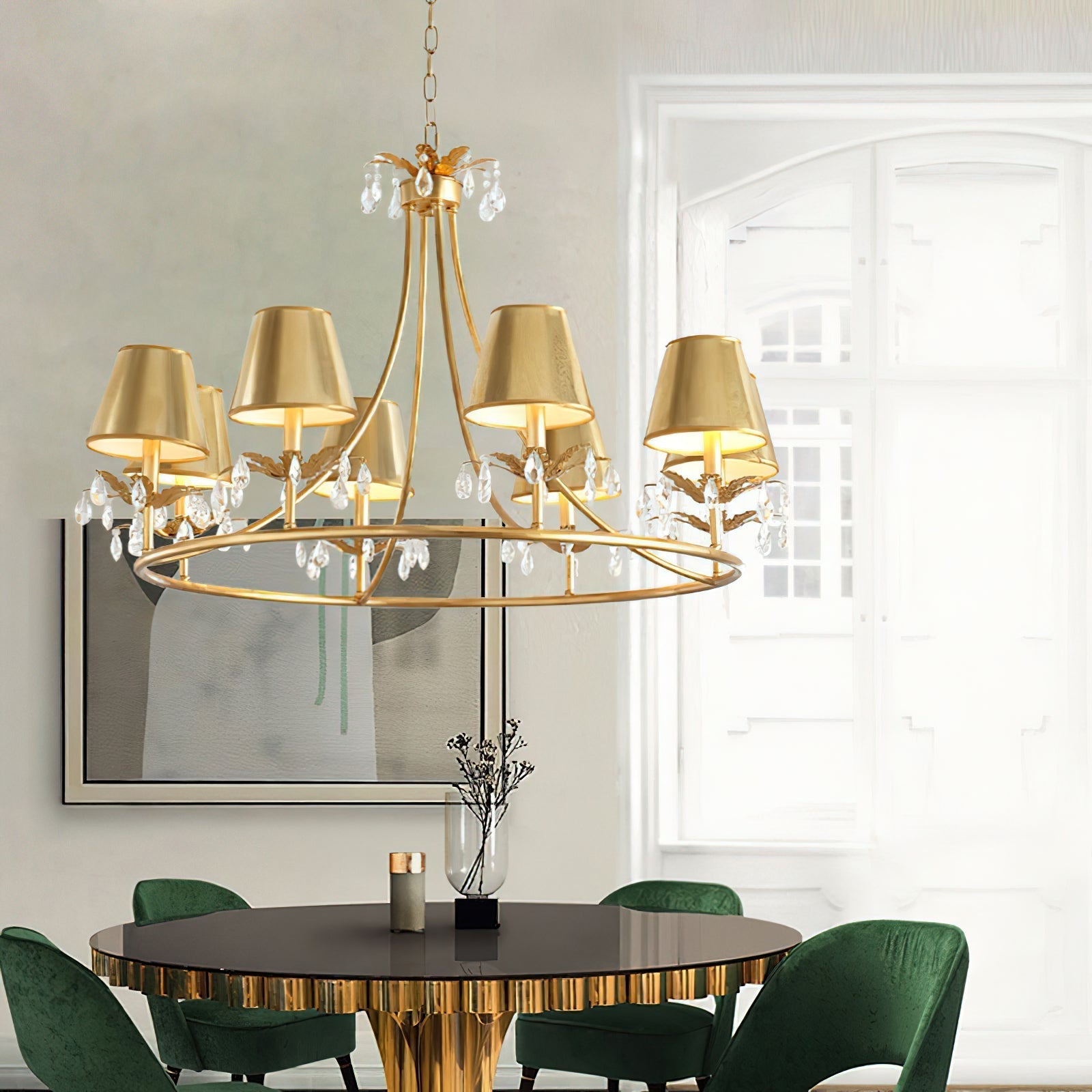 Ivsilan Lustre Cristal Laiton Industriel Vintage
