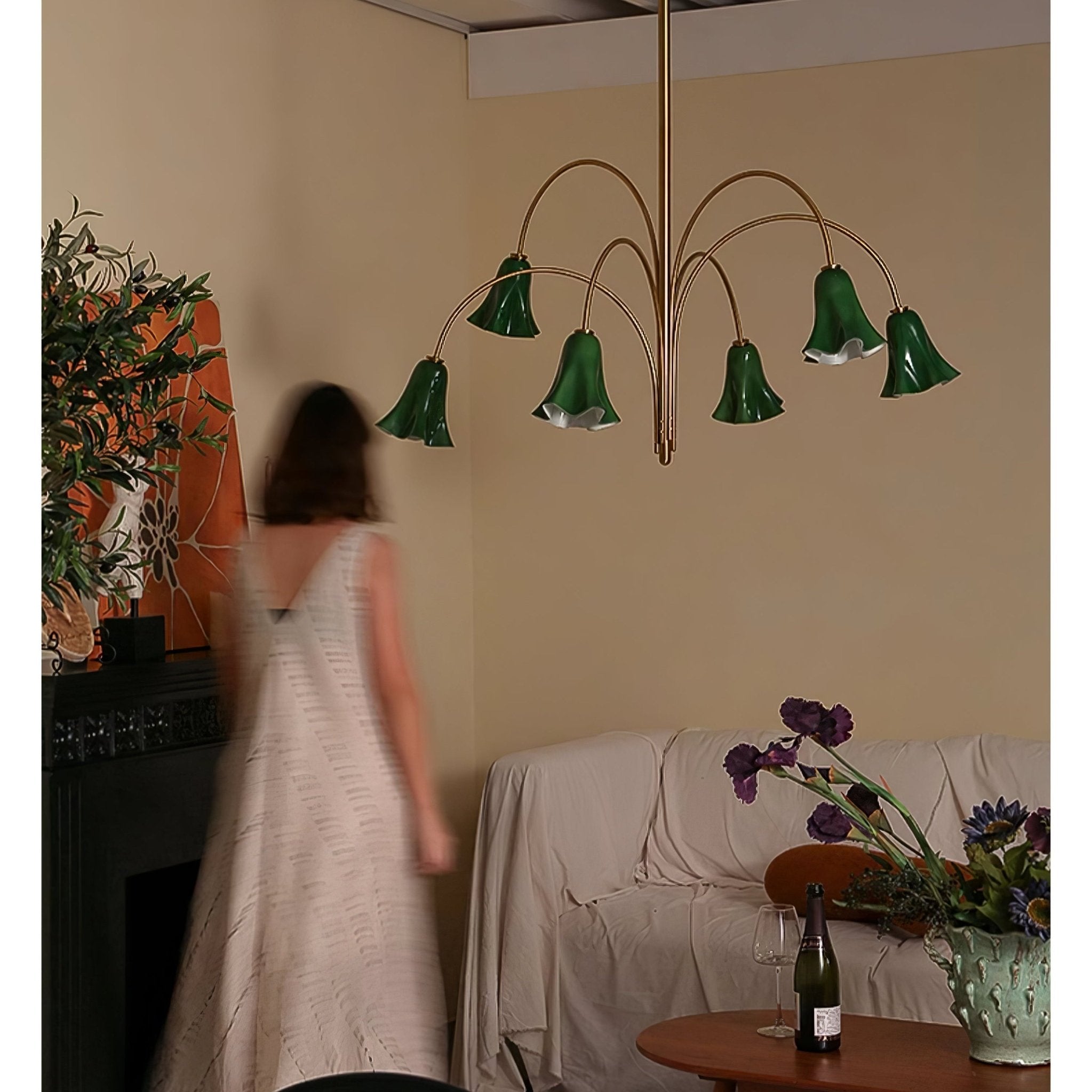 EmeraldBell Lustre Pendante en Verre
