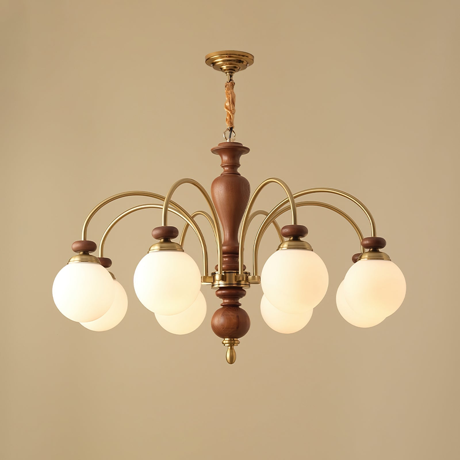 Solara Lustre Classique en Bois et Laiton