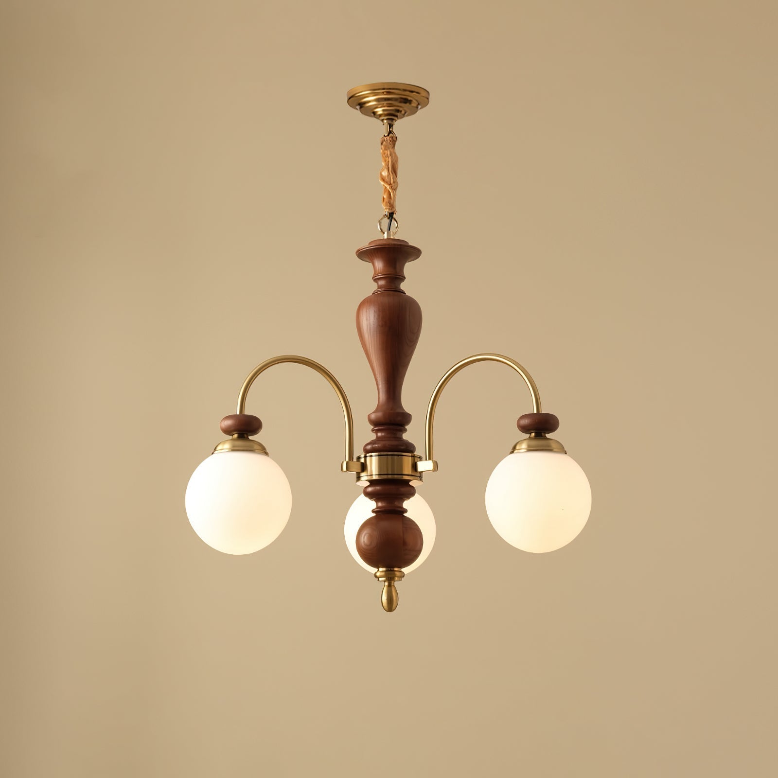 Solara Lustre Classique en Bois et Laiton