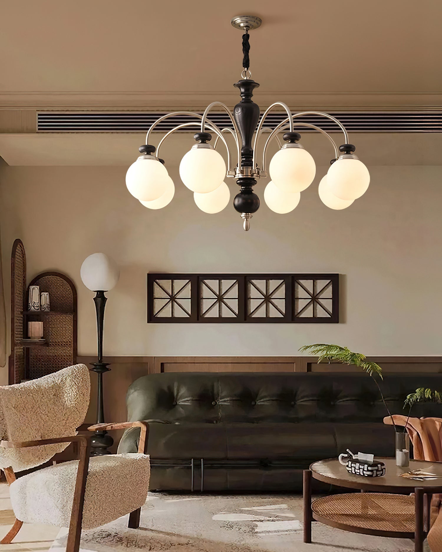 Solara Lustre Classique en Bois et Laiton