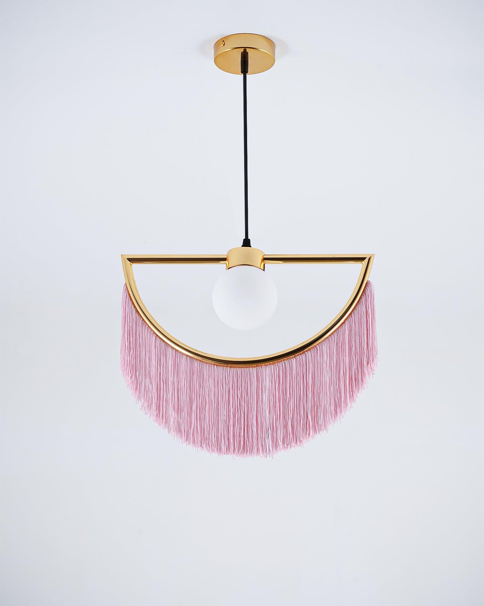 Solara Lampe suspendue en tissu à franges style globe rétro bohème