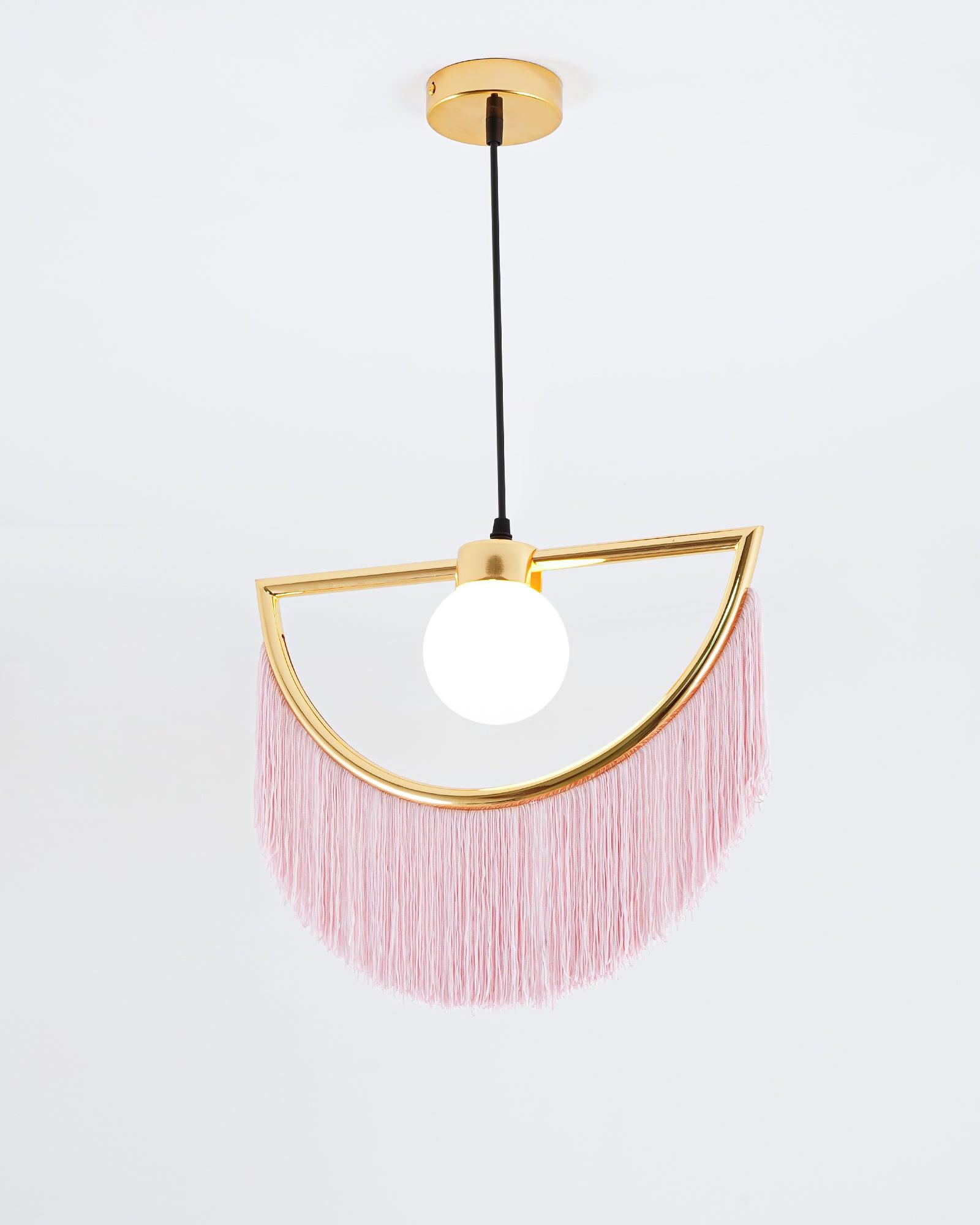 Solara Lampe suspendue en tissu à franges style globe rétro bohème