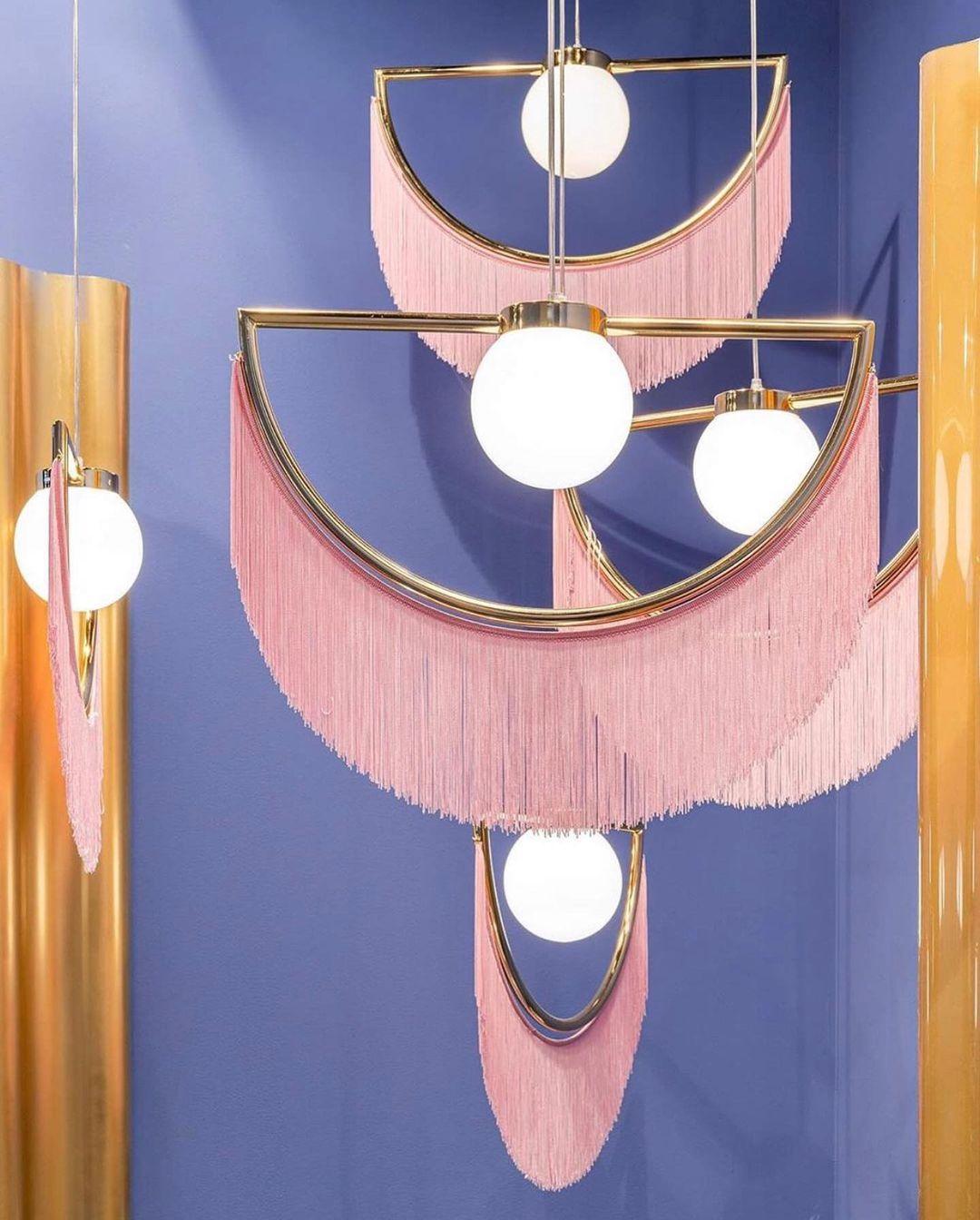 Solara Lampe suspendue en tissu à franges style globe rétro bohème