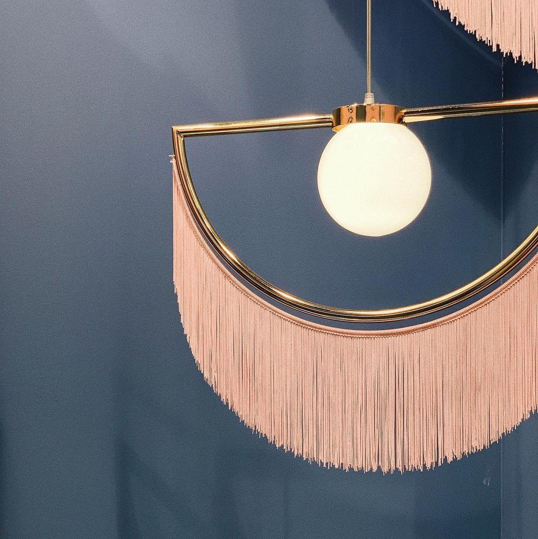 Solara Lampe suspendue en tissu à franges style globe rétro bohème