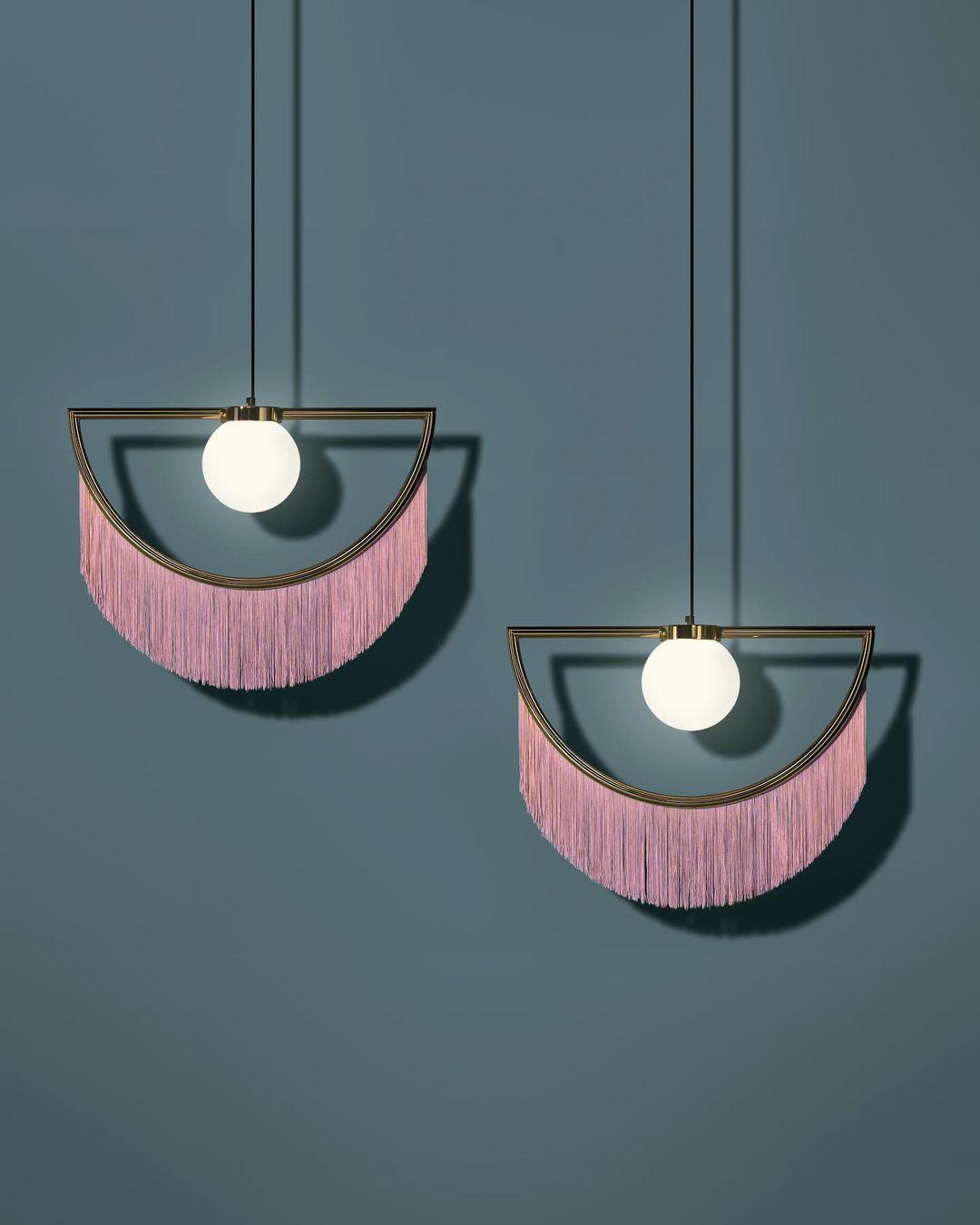 Solara Lampe suspendue en tissu à franges style globe rétro bohème