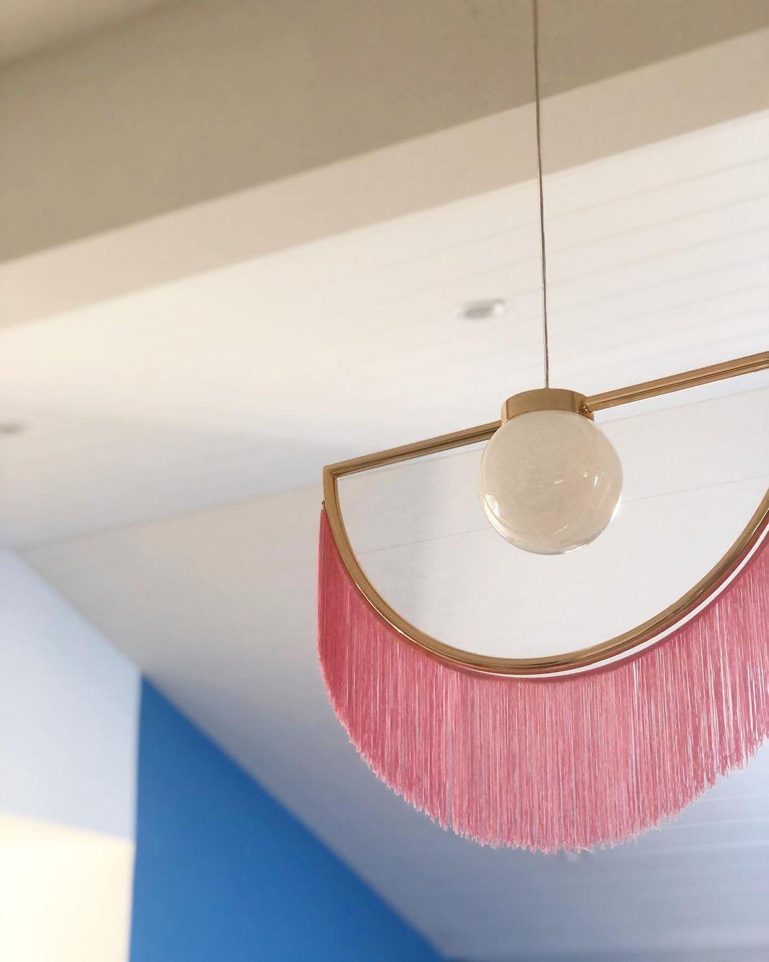 Solara Lampe suspendue en tissu à franges style globe rétro bohème