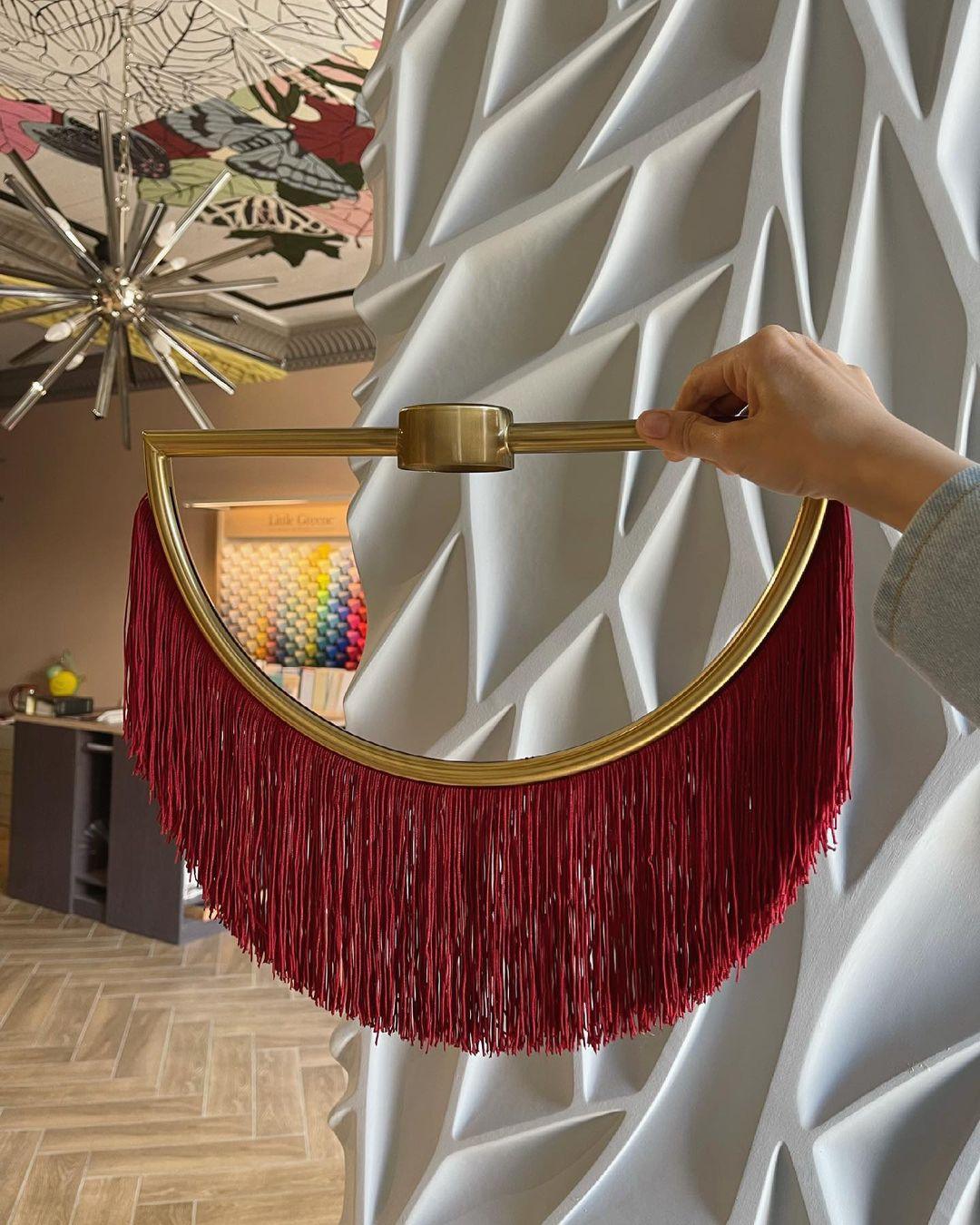 Solara Lampe suspendue en tissu à franges style globe rétro bohème