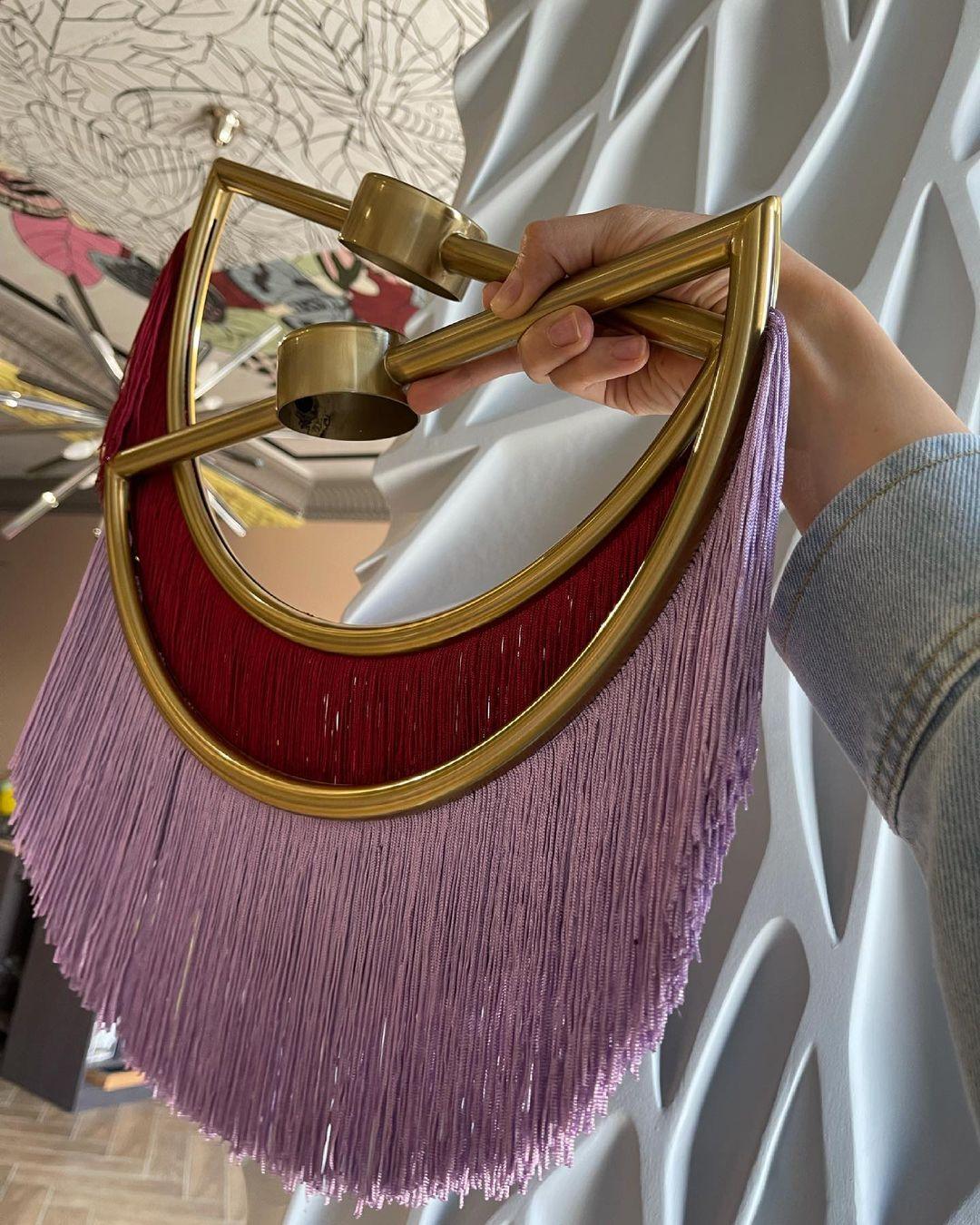 Solara Lampe suspendue en tissu à franges style globe rétro bohème