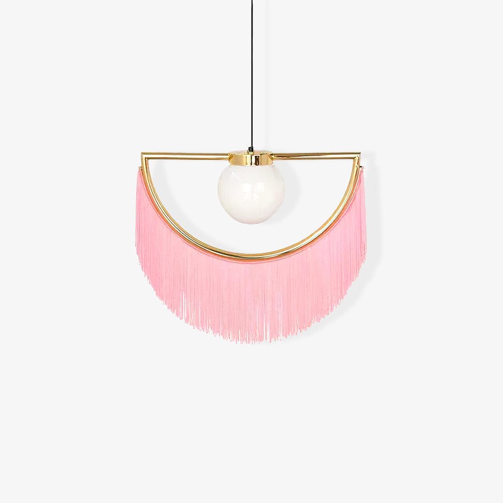 Solara Lampe suspendue en tissu à franges style globe rétro bohème