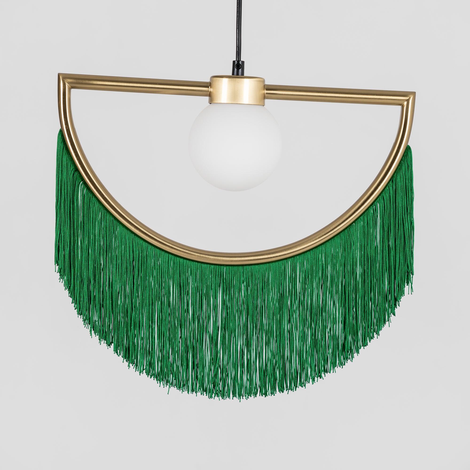 Solara Lampe suspendue en tissu à franges style globe rétro bohème