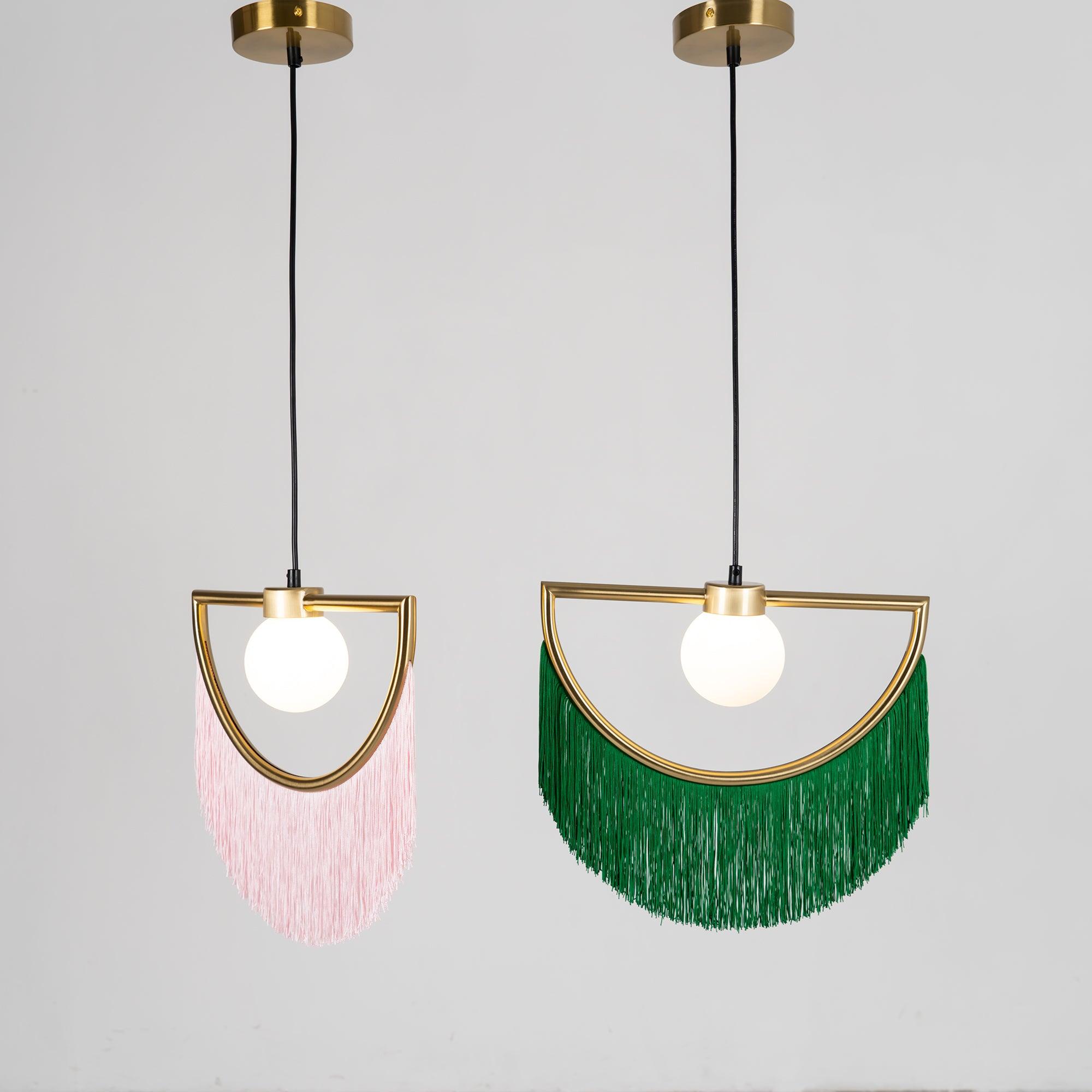 Solara Lampe suspendue en tissu à franges style globe rétro bohème