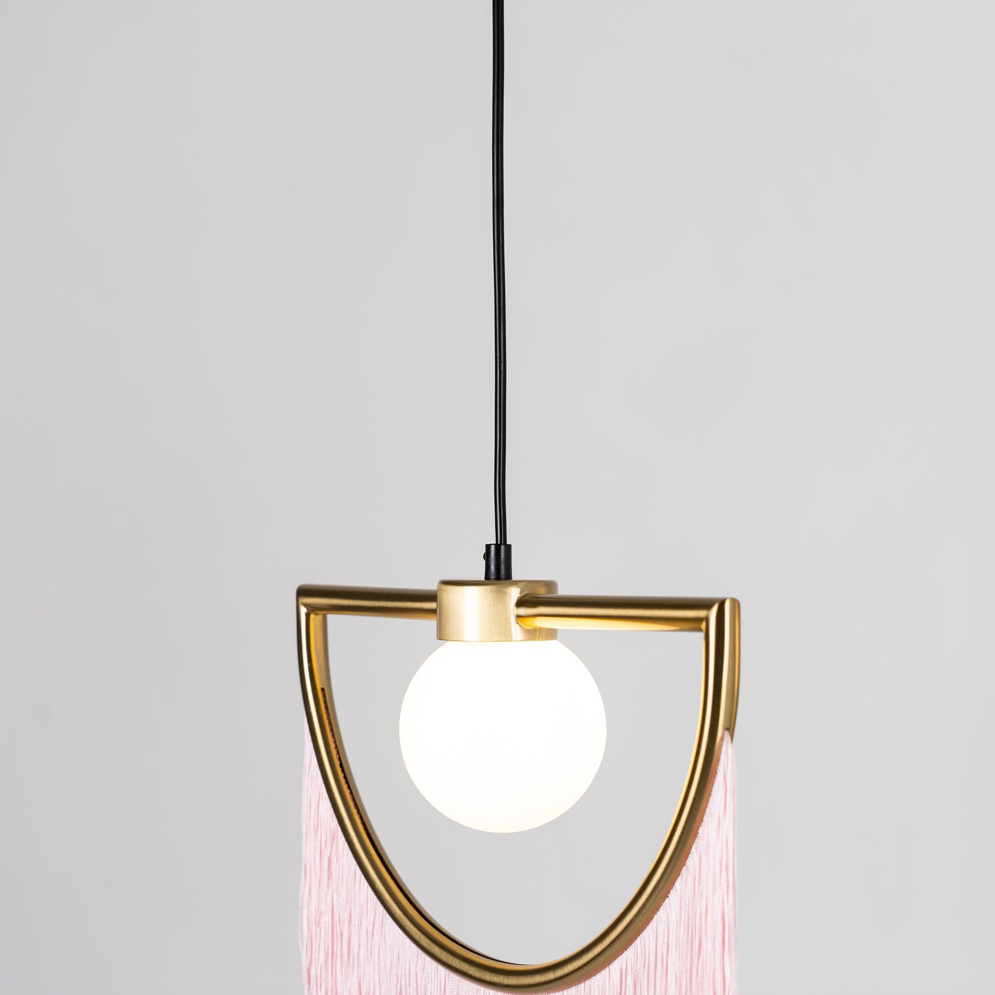 Solara Lampe suspendue en tissu à franges style globe rétro bohème