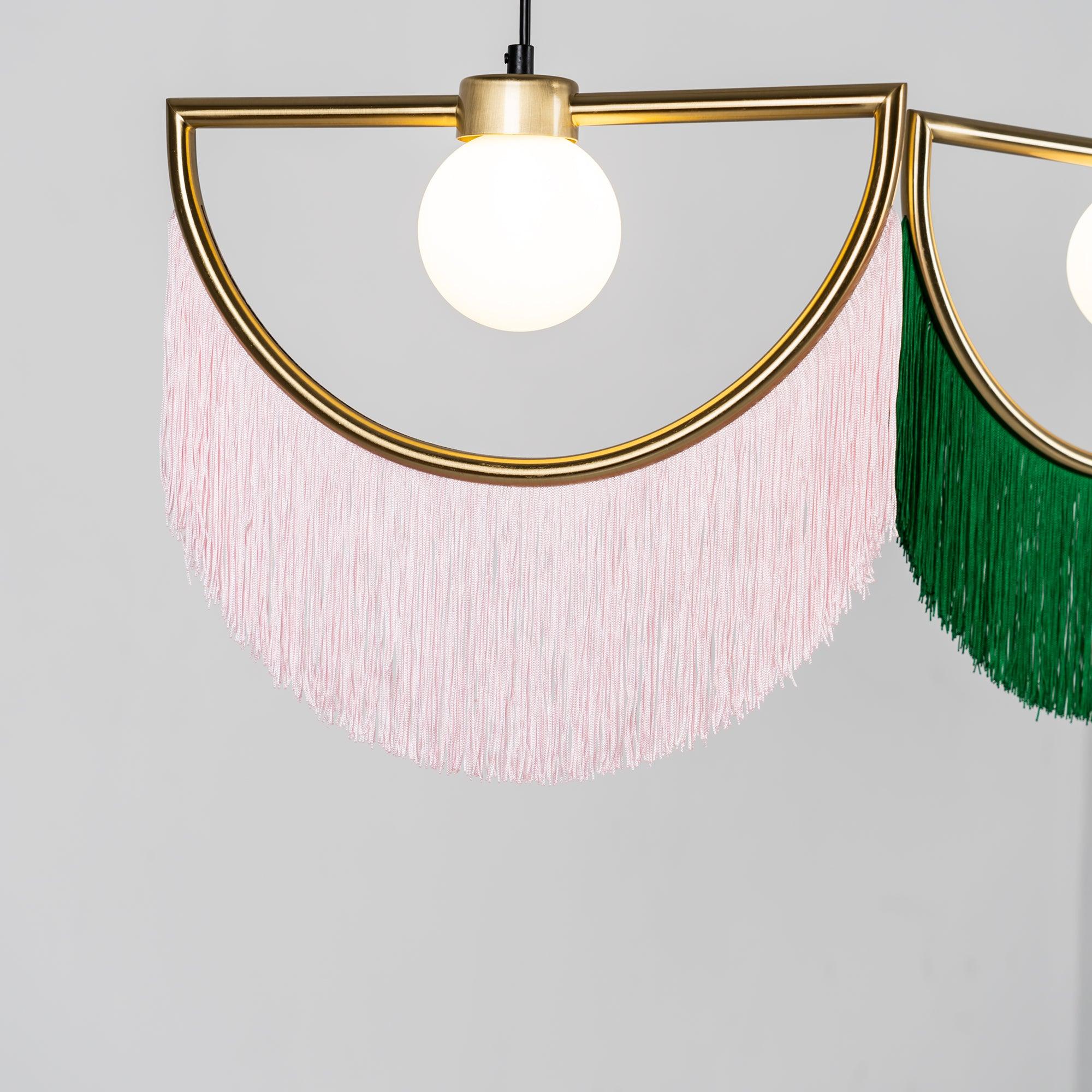 Solara Lampe suspendue en tissu à franges style globe rétro bohème