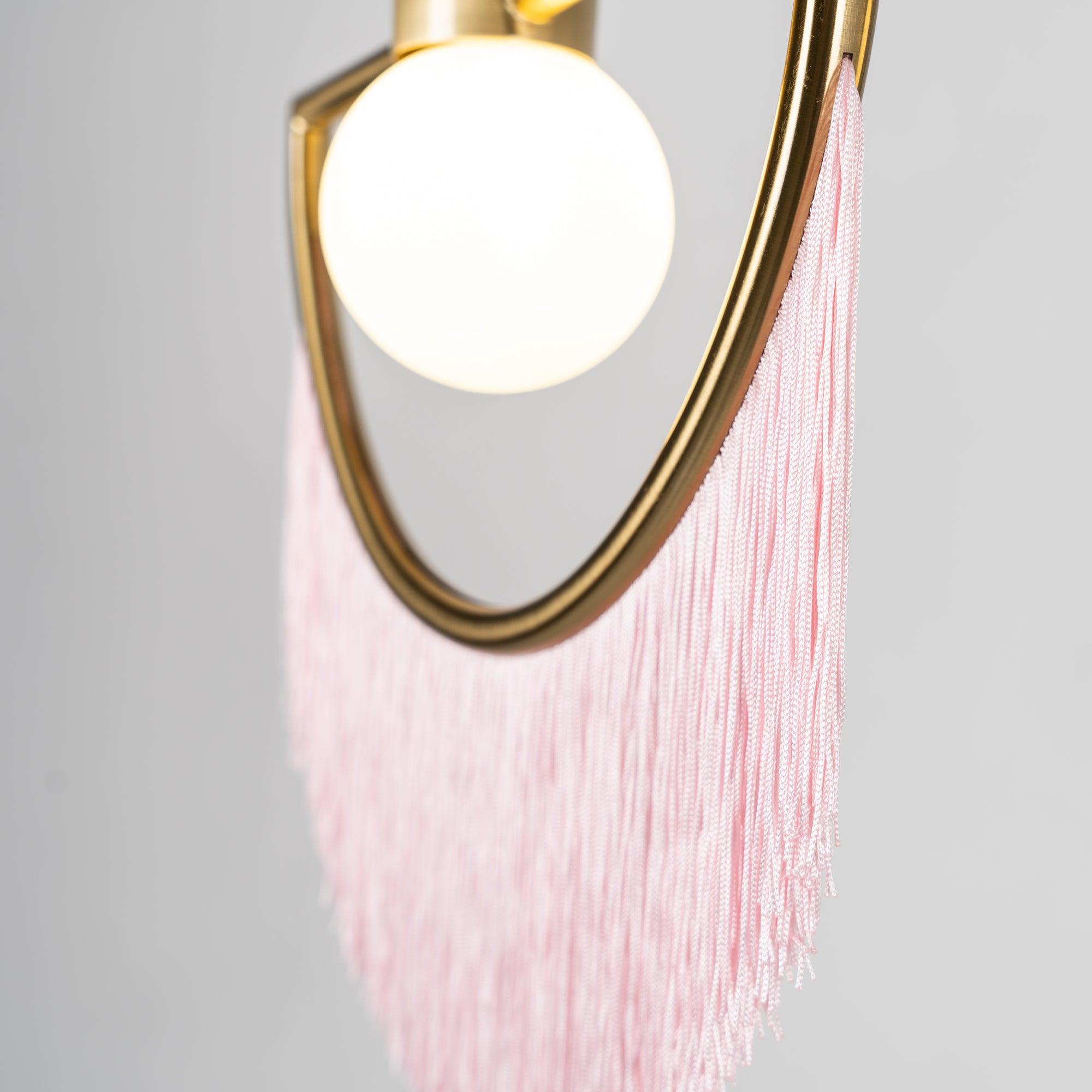 Solara Lampe suspendue en tissu à franges style globe rétro bohème