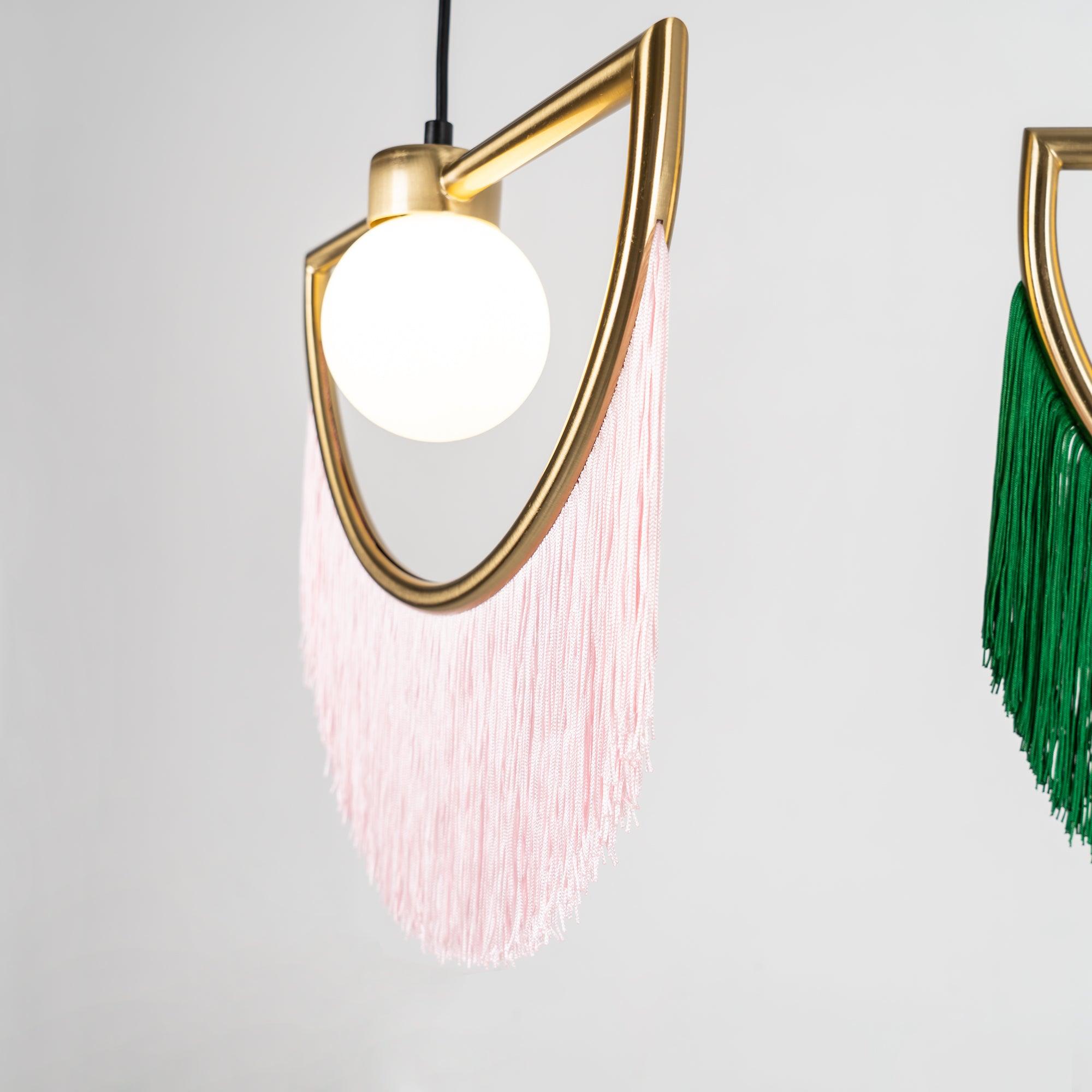 Solara Lampe suspendue en tissu à franges style globe rétro bohème