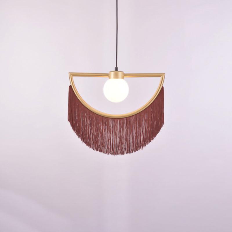 Solara Lampe suspendue en tissu à franges style globe rétro bohème