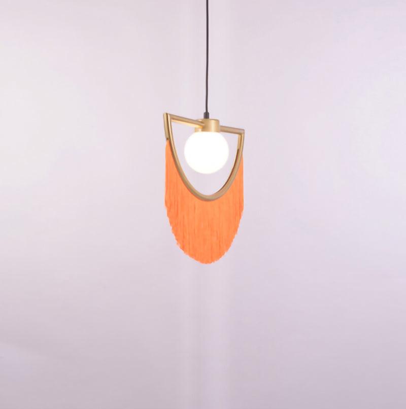 Solara Lampe suspendue en tissu à franges style globe rétro bohème