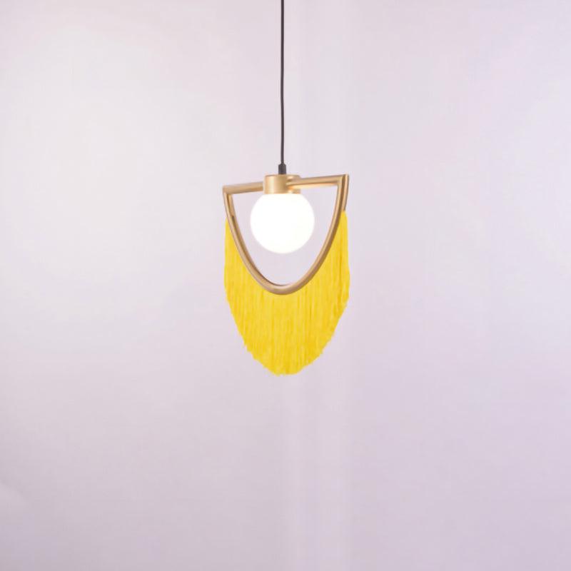 Solara Lampe suspendue en tissu à franges style globe rétro bohème
