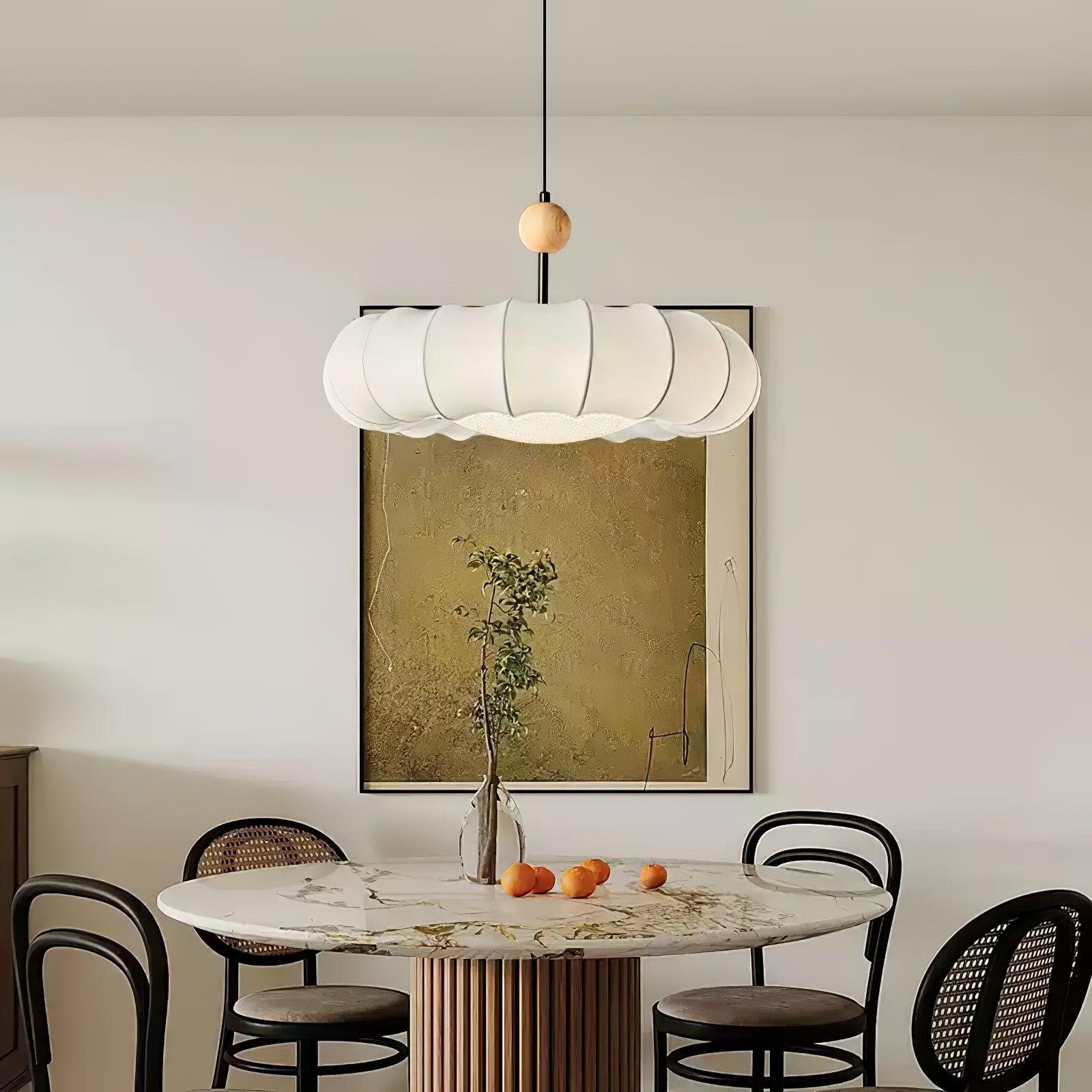 Lyvina Suspension Traditionnelle en Bois Naturel et Tissu