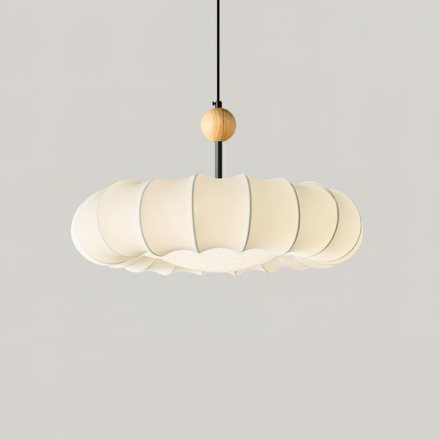 Lyvina Suspension Traditionnelle en Bois Naturel et Tissu