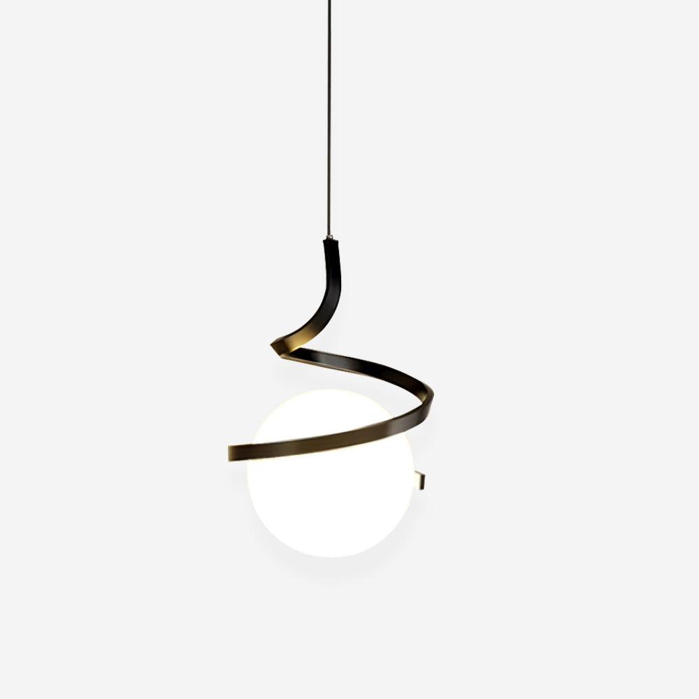 Lampe Suspendue en Fil de Fer et Spirale en Verre