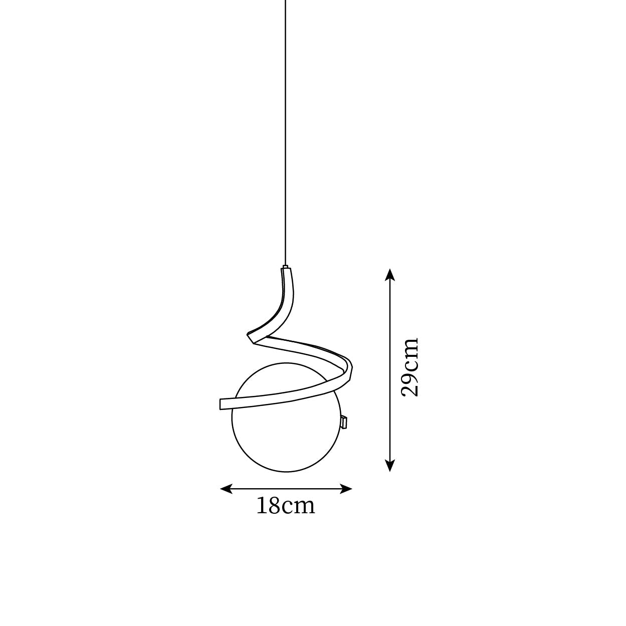 Lampe Suspendue en Fil de Fer et Spirale en Verre