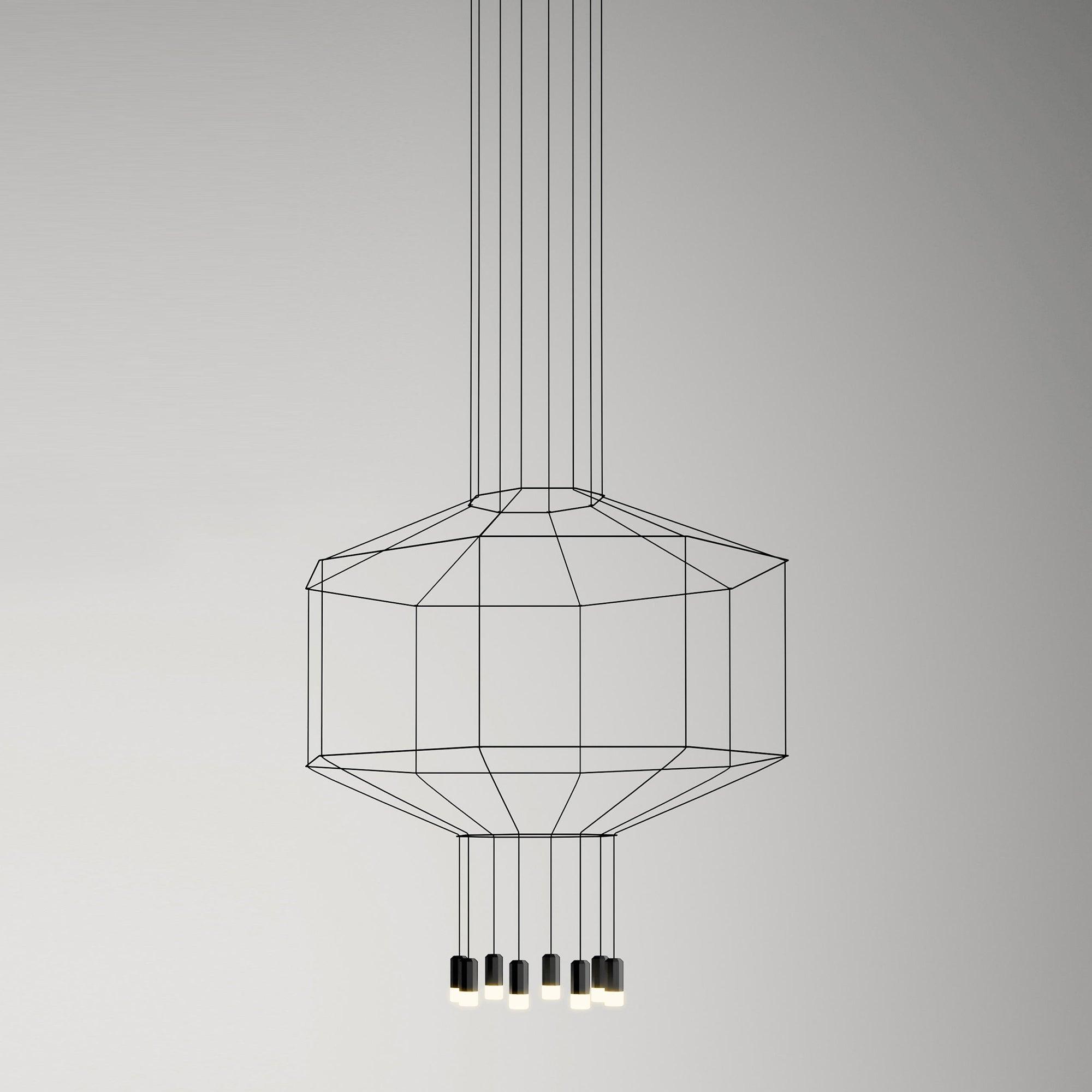 Lustra Suspension Géométrique en Fil Noir LED