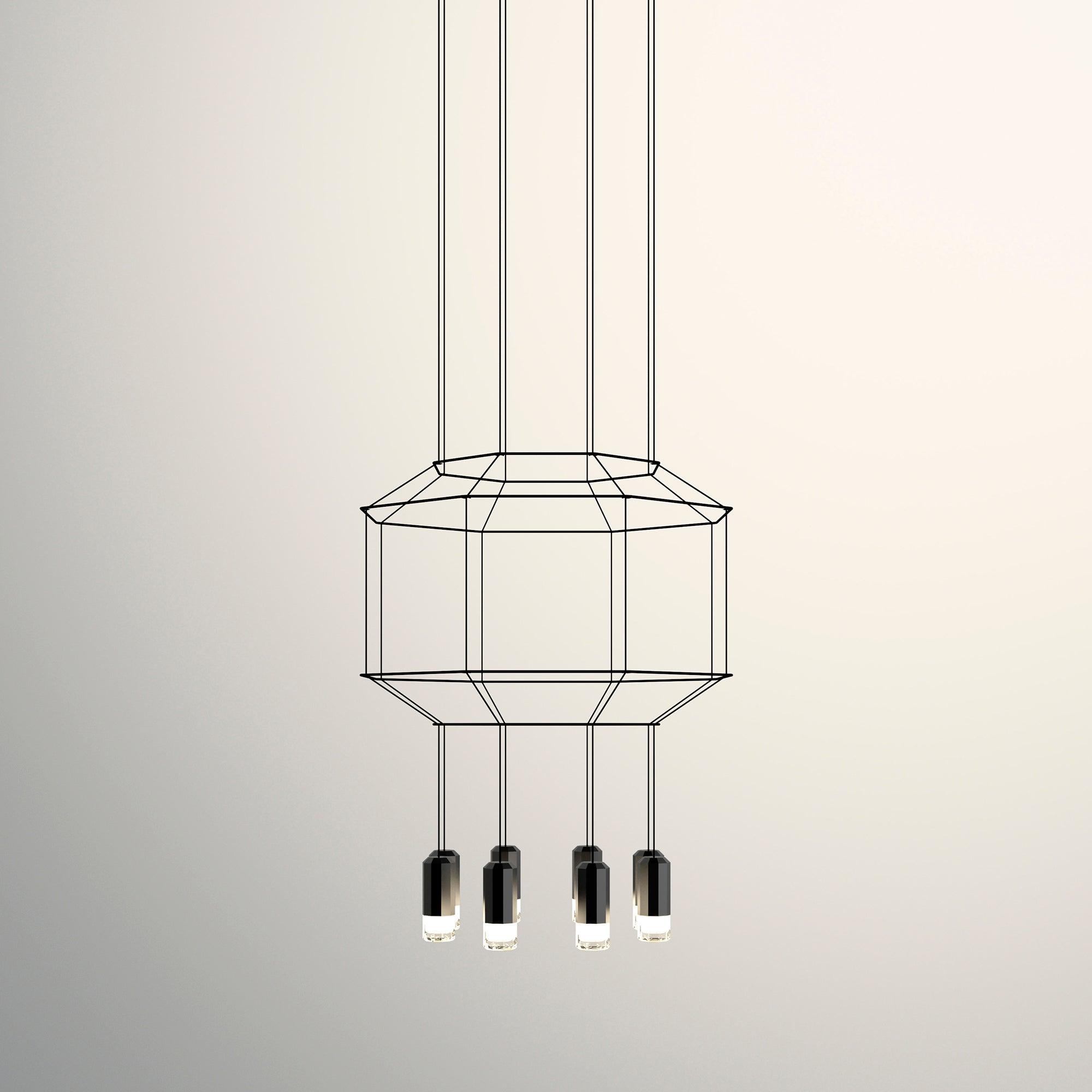 Lustra Suspension Géométrique en Fil Noir LED