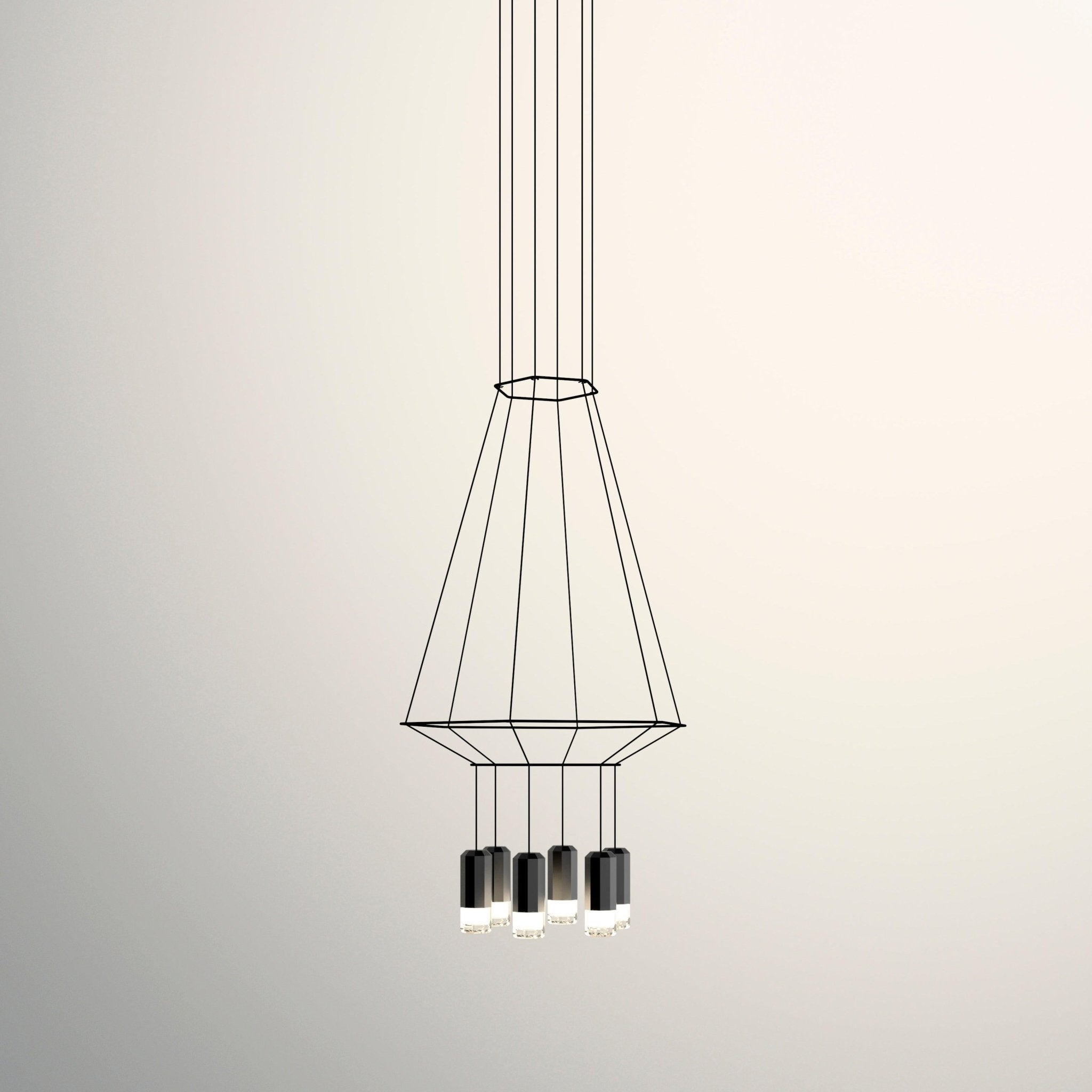 Lustra Suspension Géométrique en Fil Noir LED