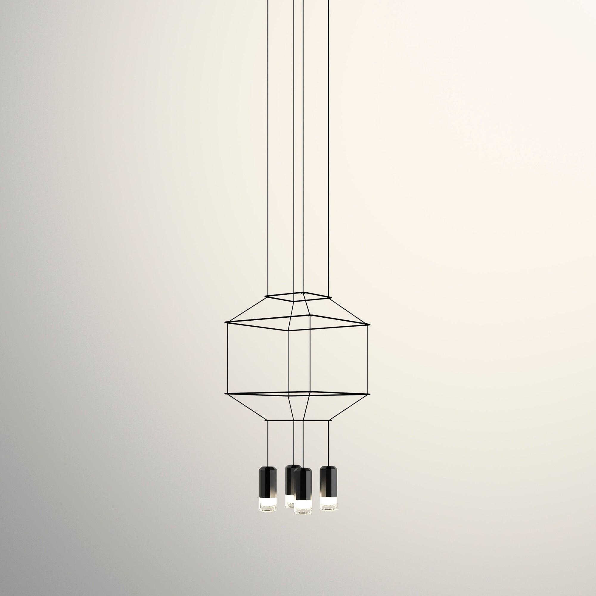Lustra Suspension Géométrique en Fil Noir LED