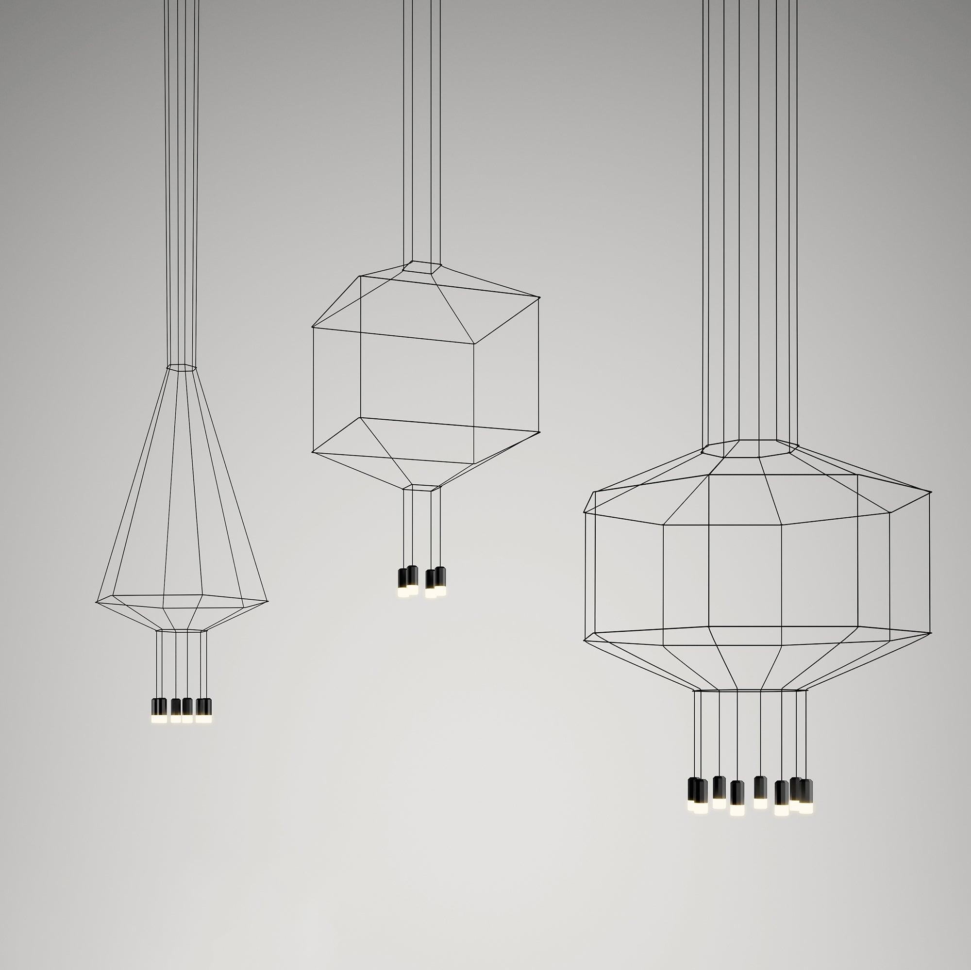 Lustra Suspension Géométrique en Fil Noir LED