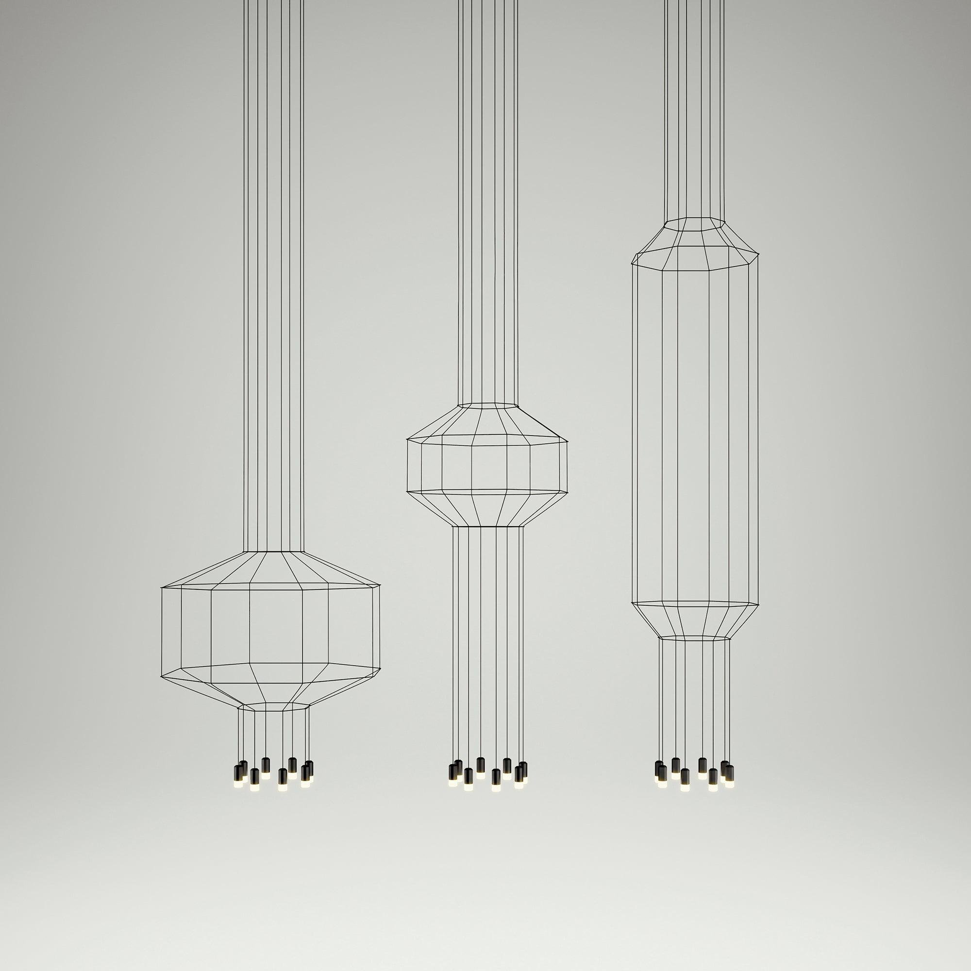 Lustra Suspension Géométrique en Fil Noir LED