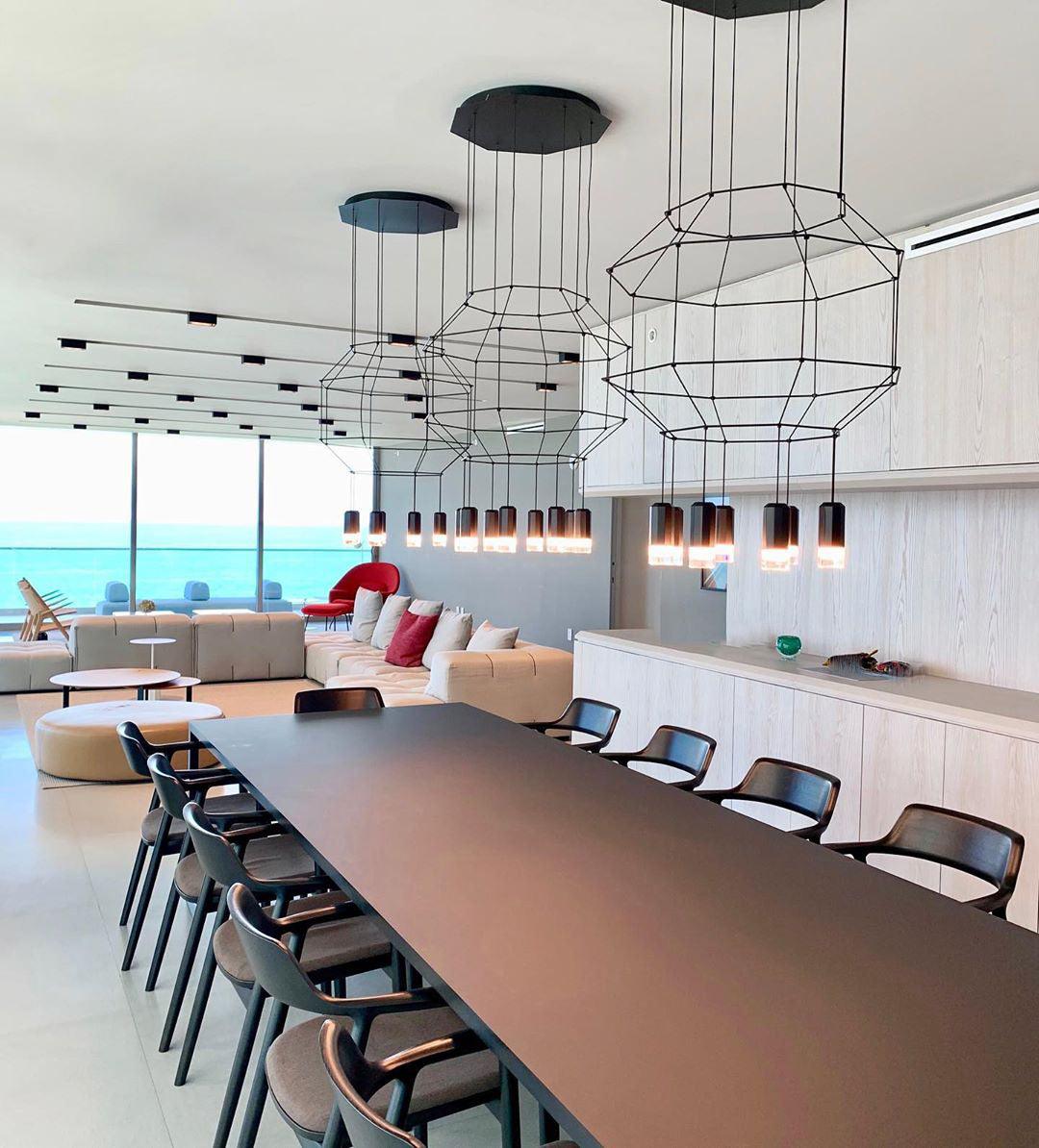 Lustra Suspension Géométrique en Fil Noir LED