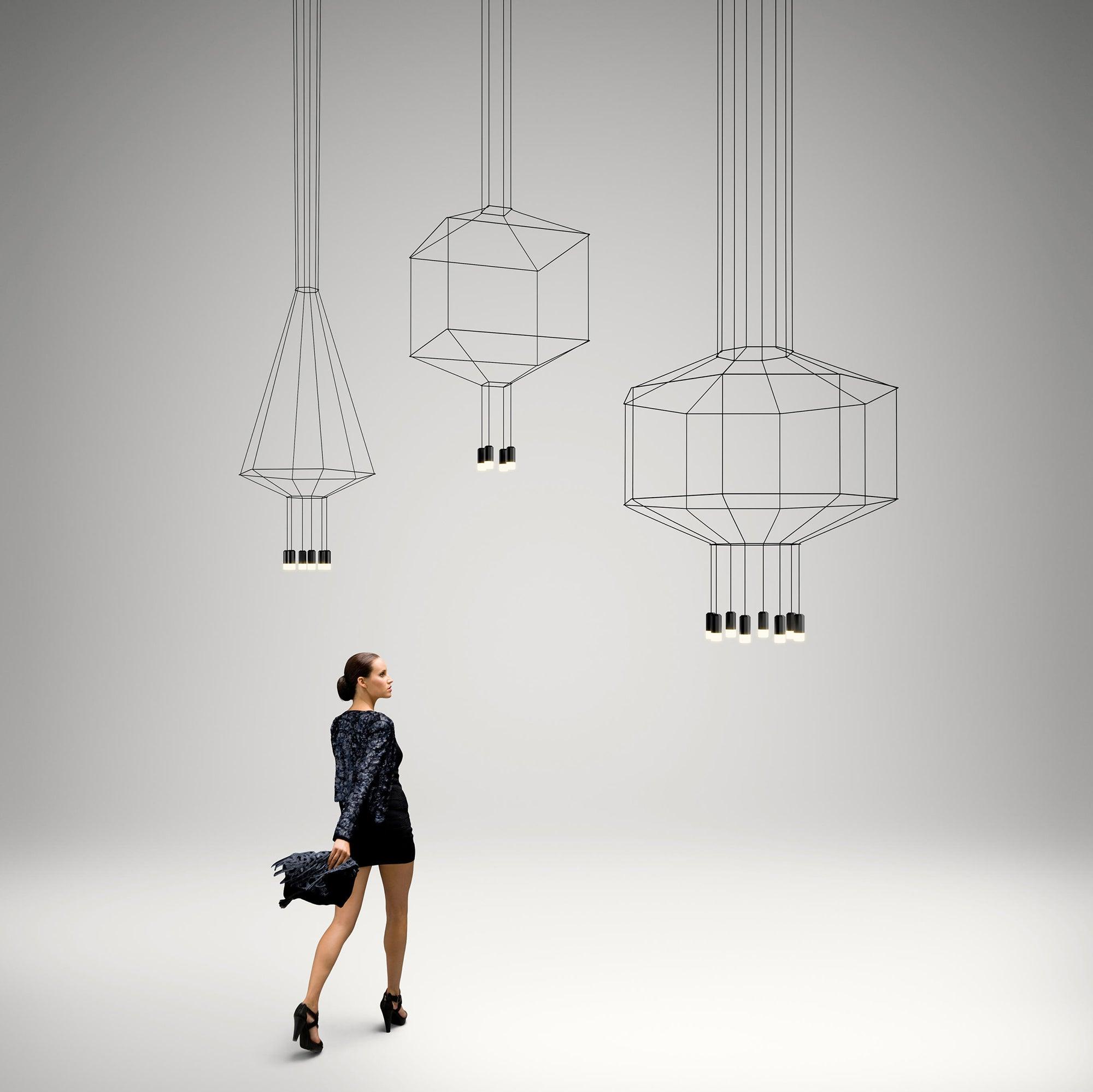 Lustra Suspension Géométrique en Fil Noir LED