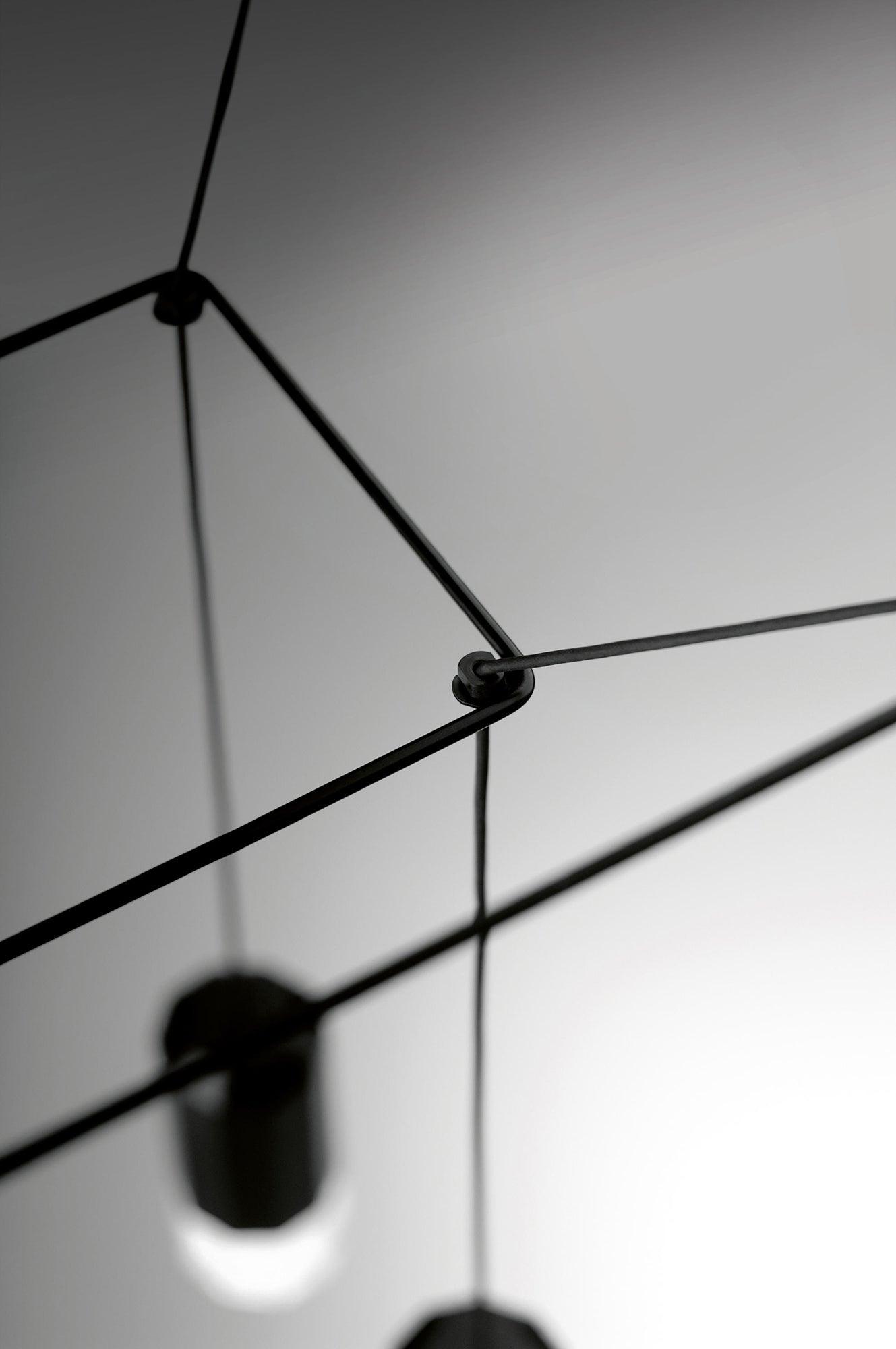 Lustra Suspension Géométrique en Fil Noir LED