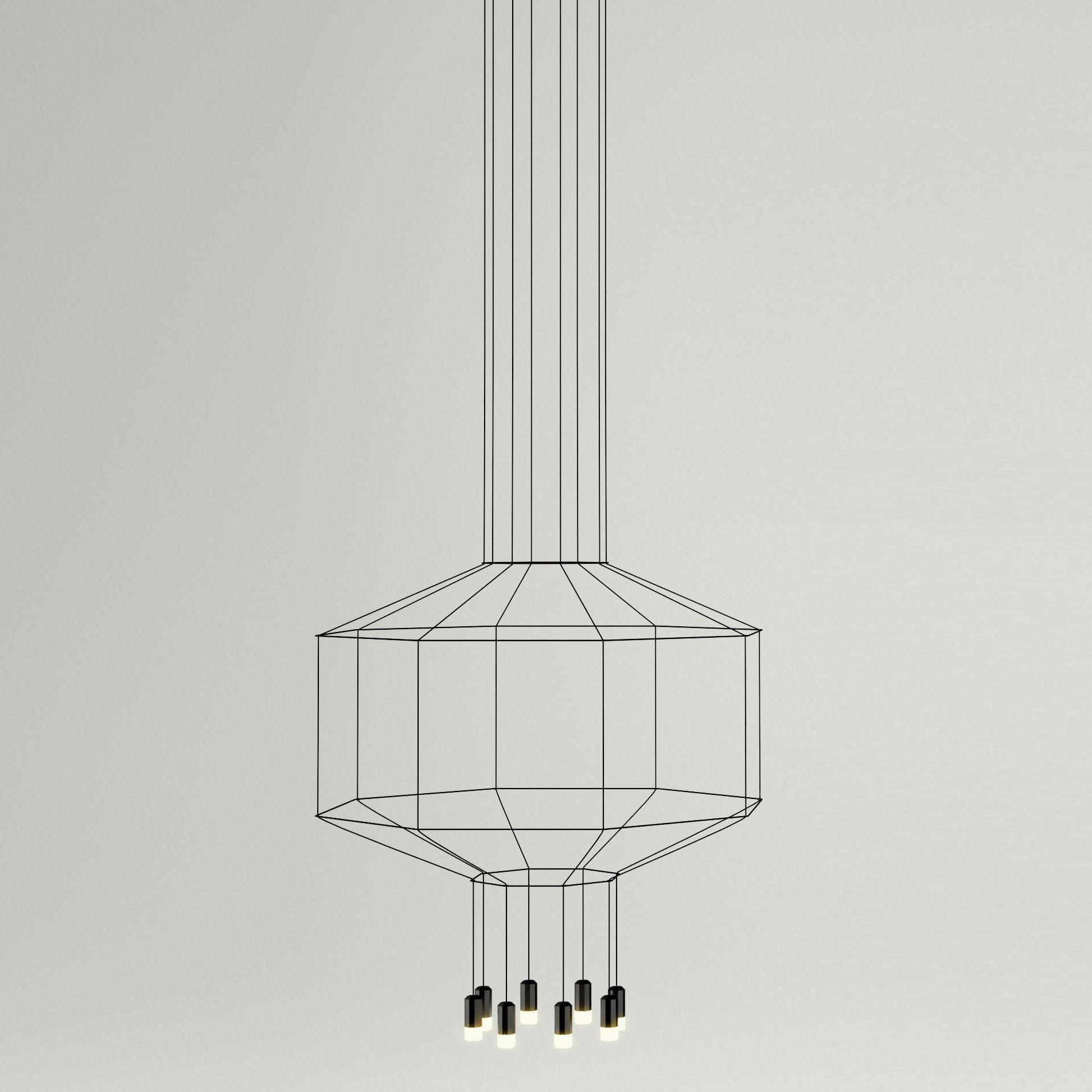 Lustra Suspension Géométrique en Fil Noir LED