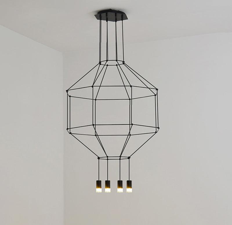 Lustra Suspension Géométrique en Fil Noir LED