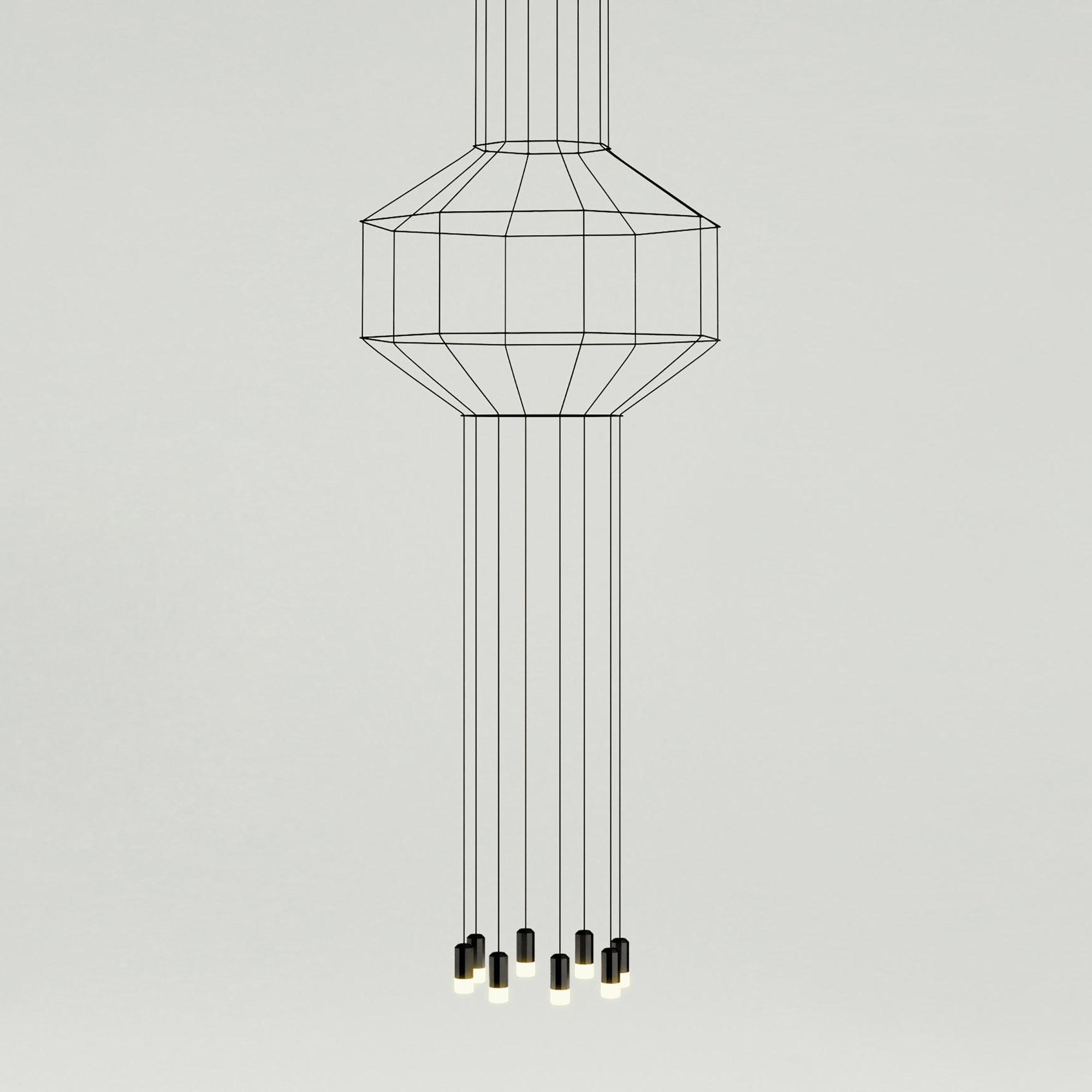 Lustra Suspension Géométrique en Fil Noir LED