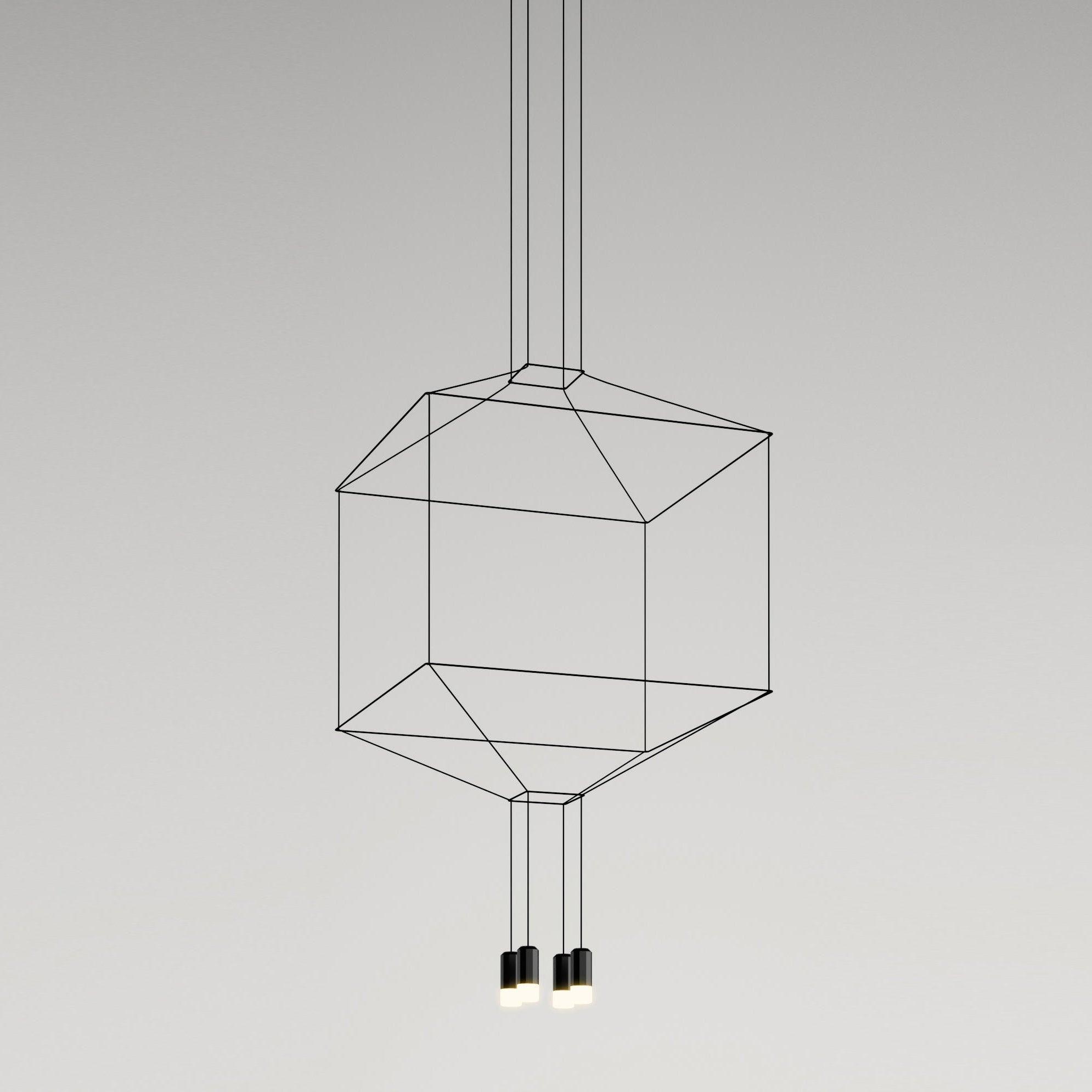 Lustra Suspension Géométrique en Fil Noir LED