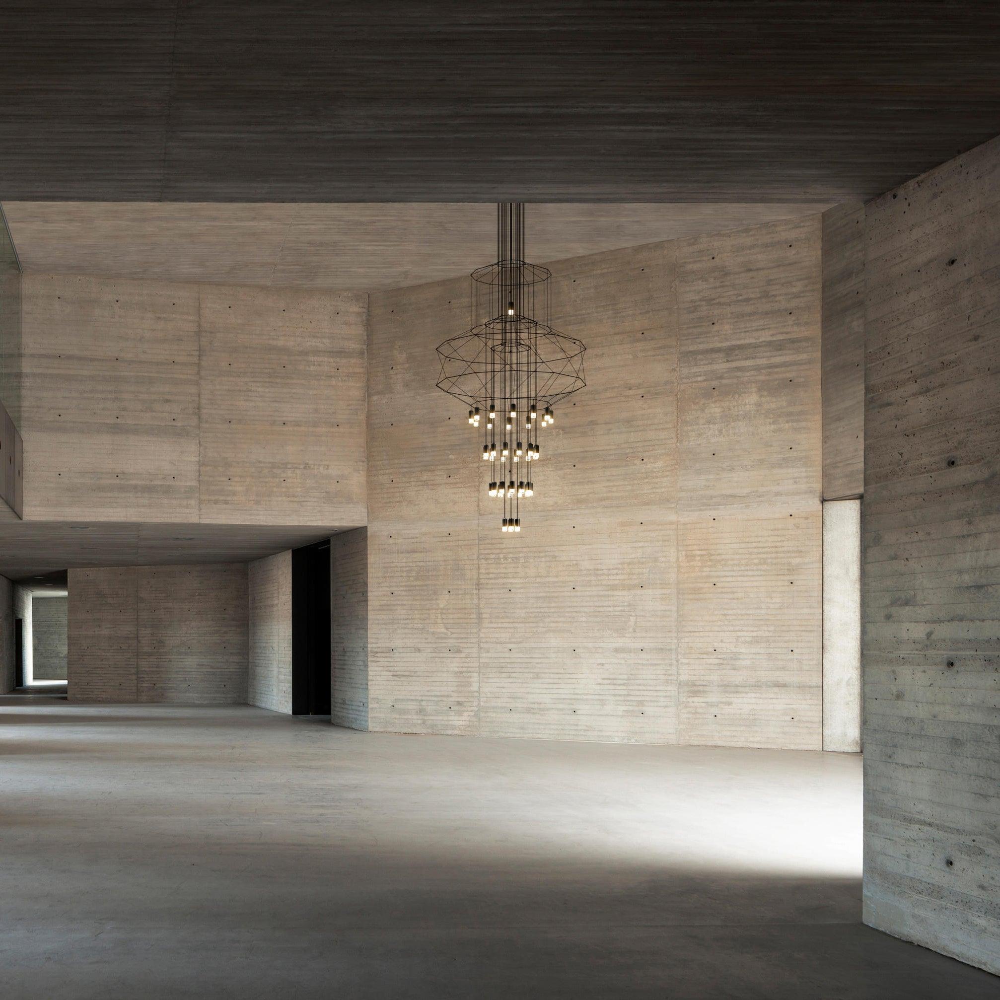 Lustra Lustre Lignes Noir Structure Métallique LED