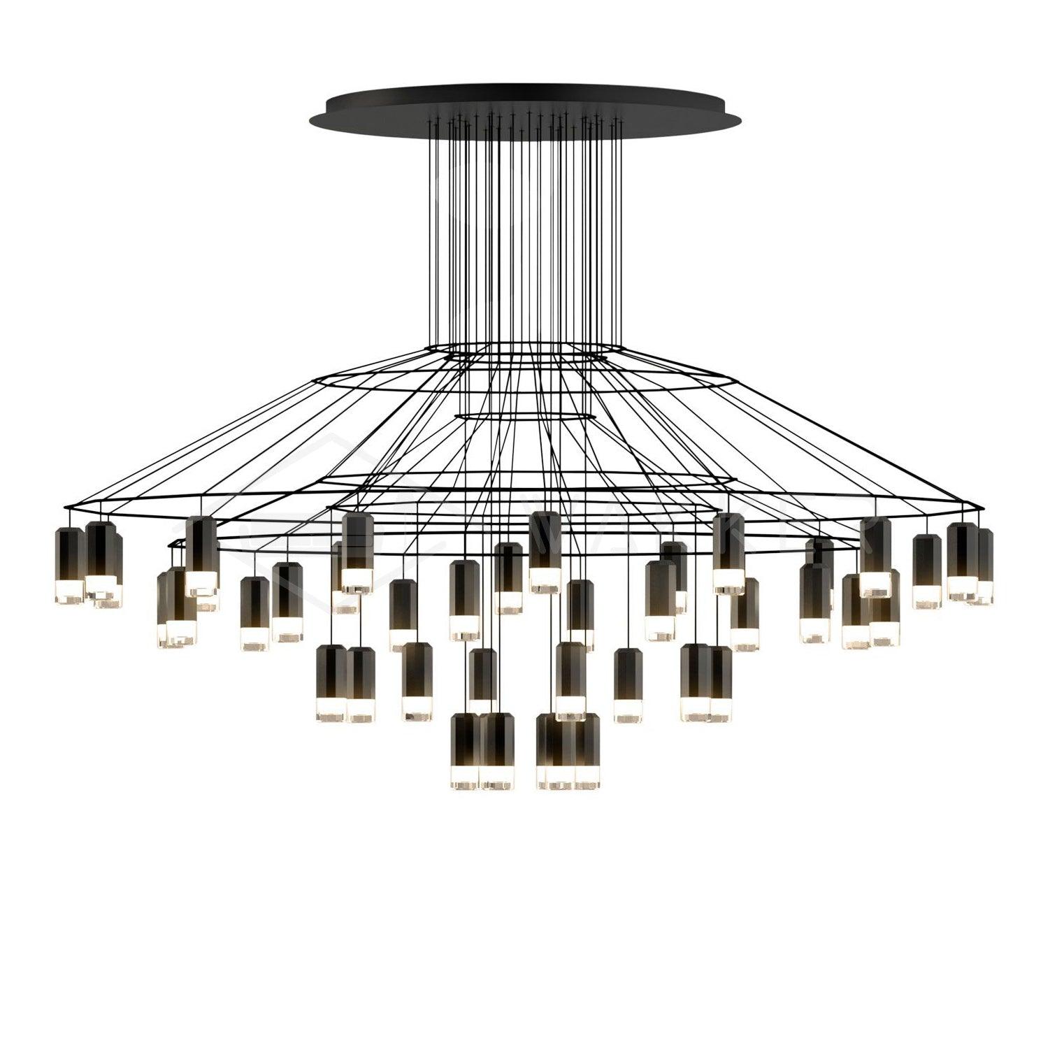 Lustra Lustre Lignes Noir Structure Métallique LED