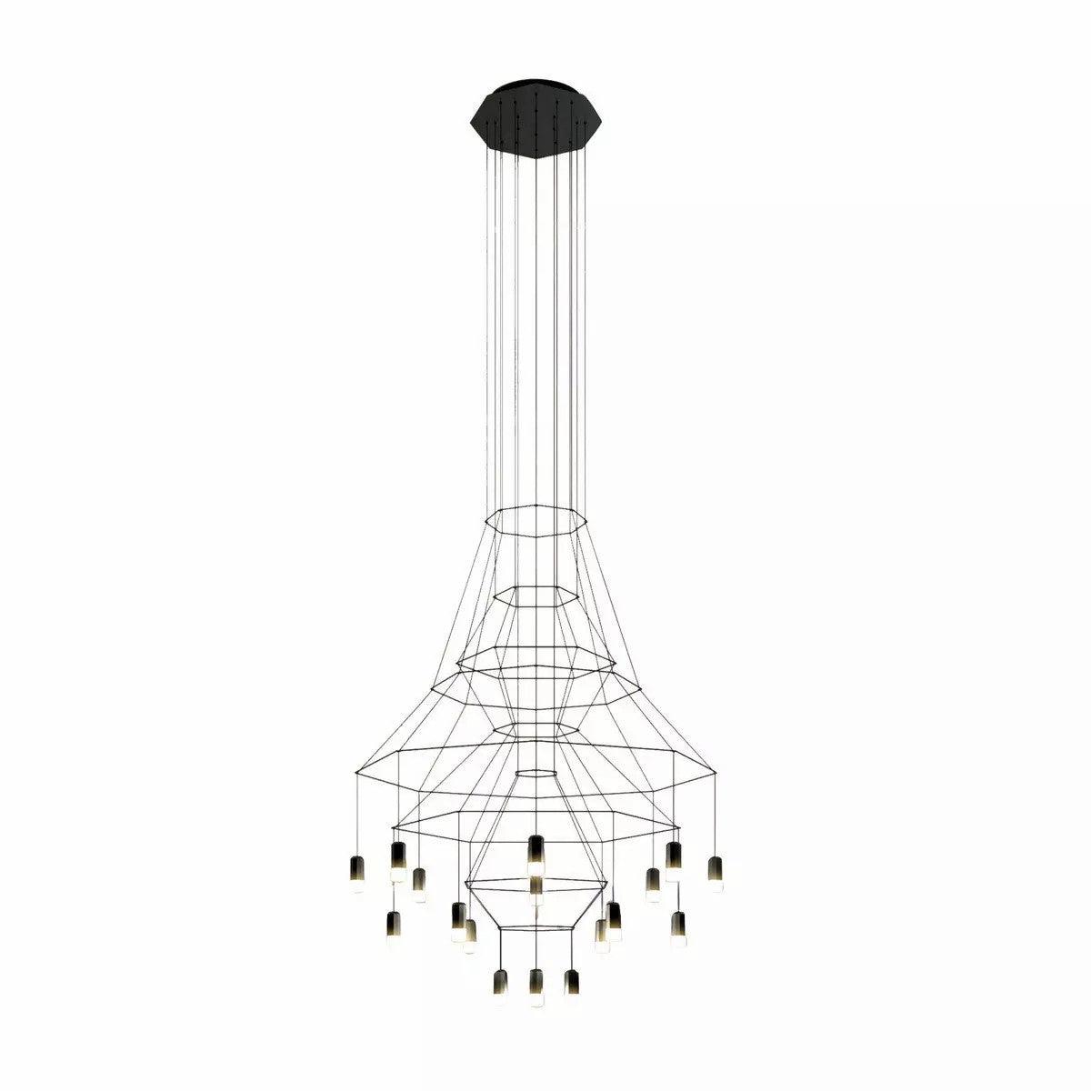 Lustra Lustre Lignes Noir Structure Métallique LED