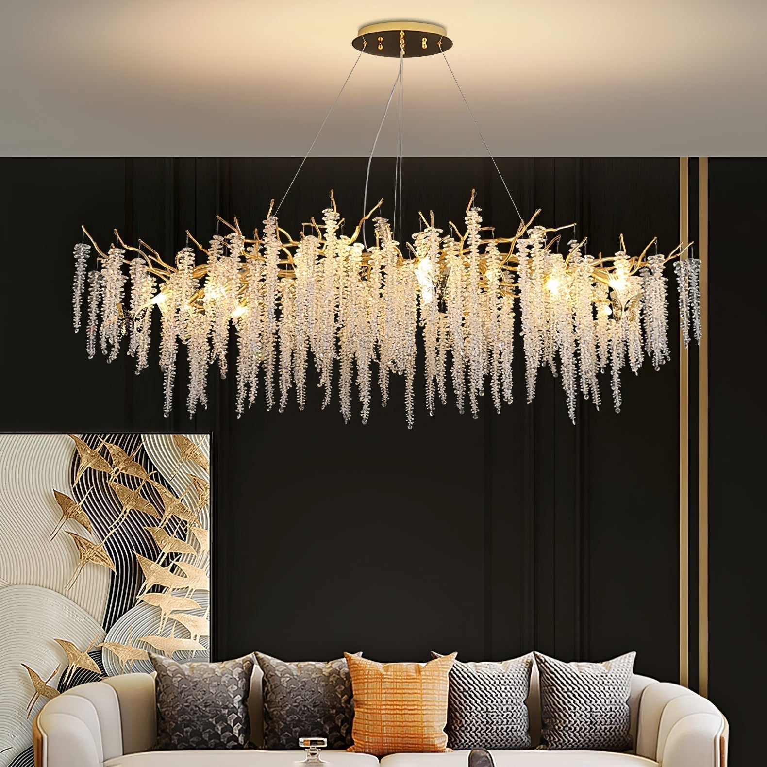 Solara Lustre Fleur de Glycine en Cristal