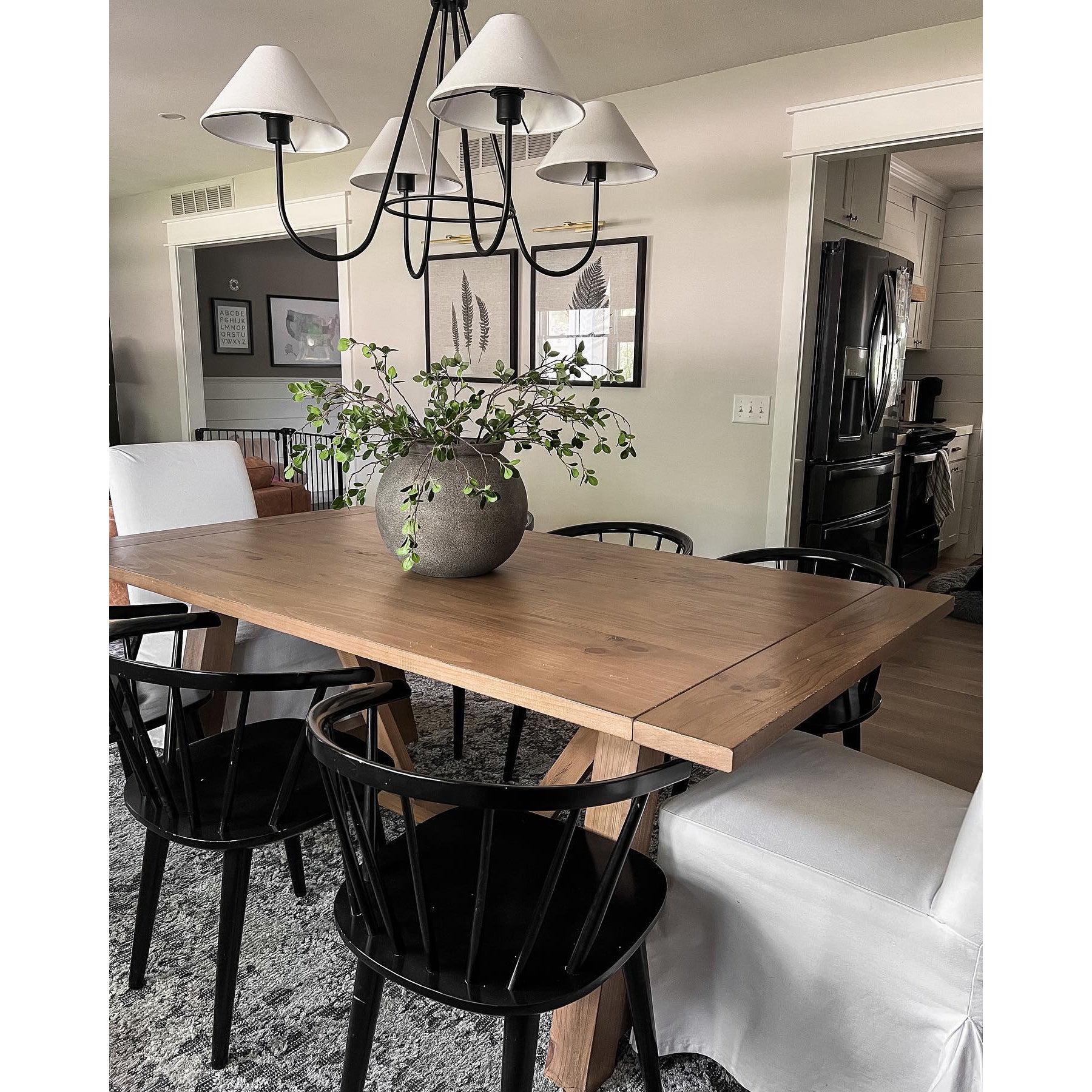 Ellaeara Lustre Tissu Noir Industriel Vintage
