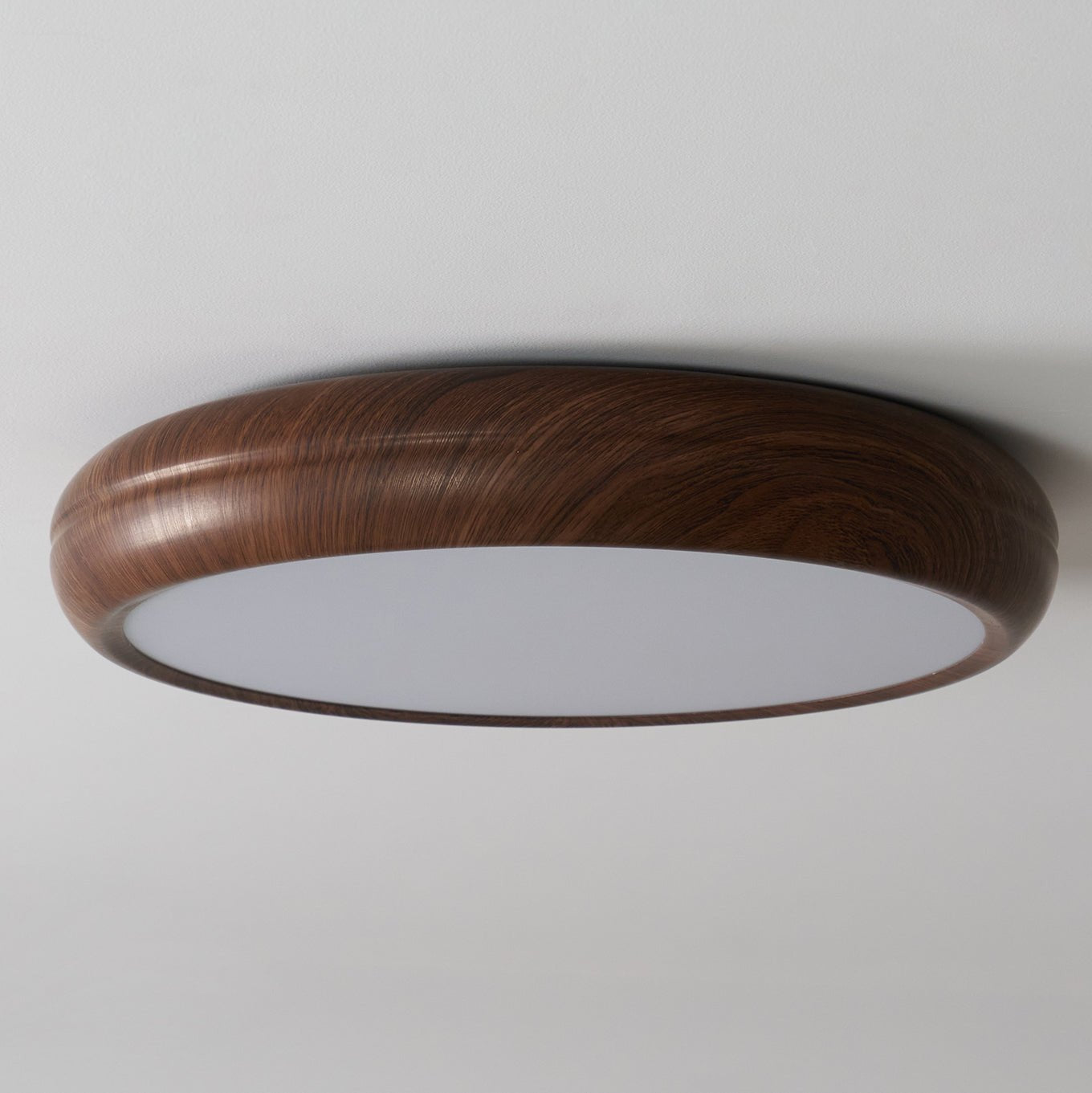 Solara Plafonnier rond en acrylique effet bois