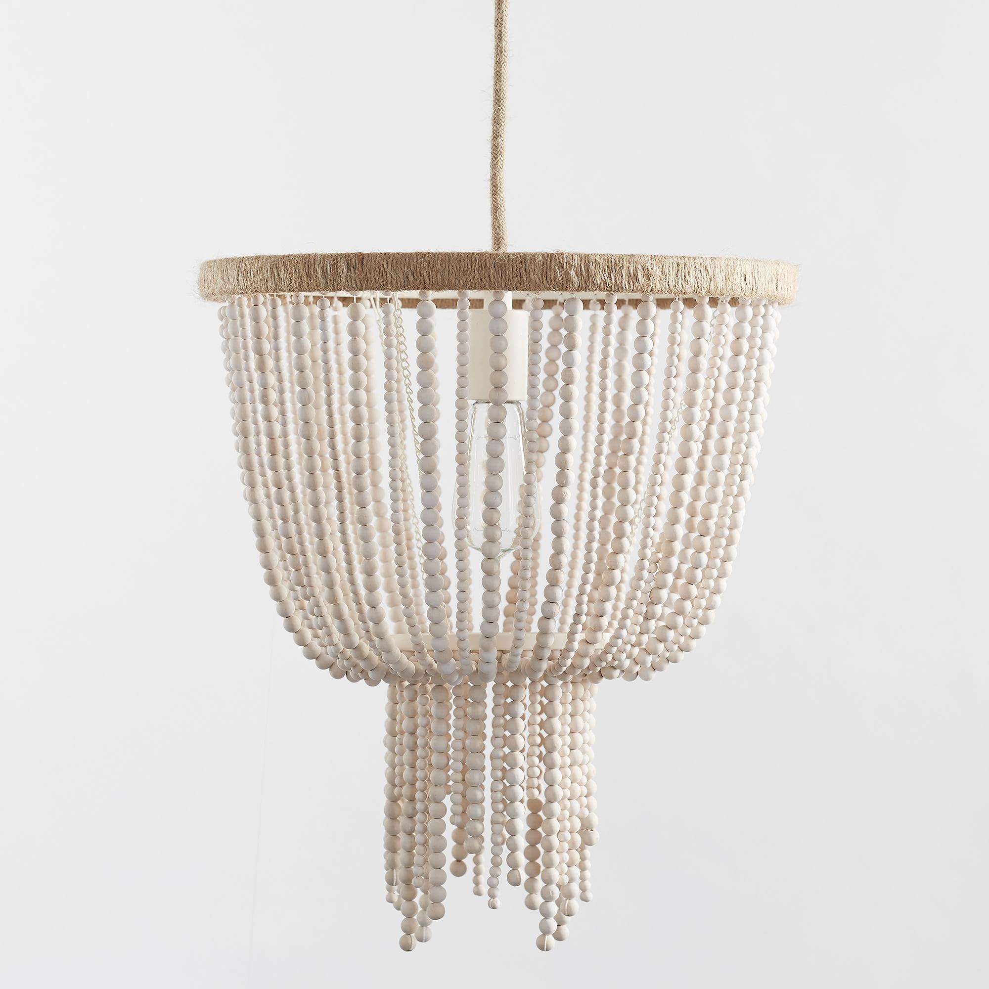 Himinuvyi Lustre en Bois, Corde et Métal à Perles Moderne